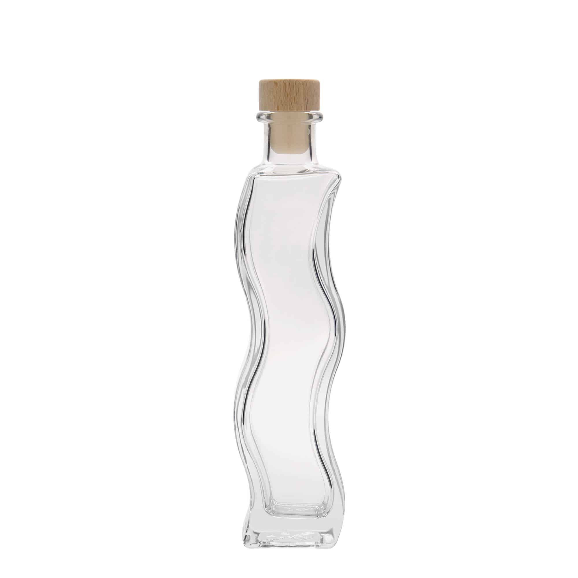 Skleněná lahev 200 ml 'Vlna', čtvercová, uzávěr: korek