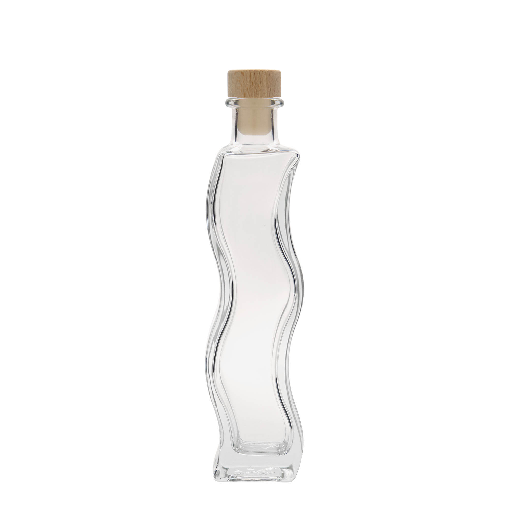 200 ml skleněná láhev 'Vlna', čtvercová, hrdlo: korek
