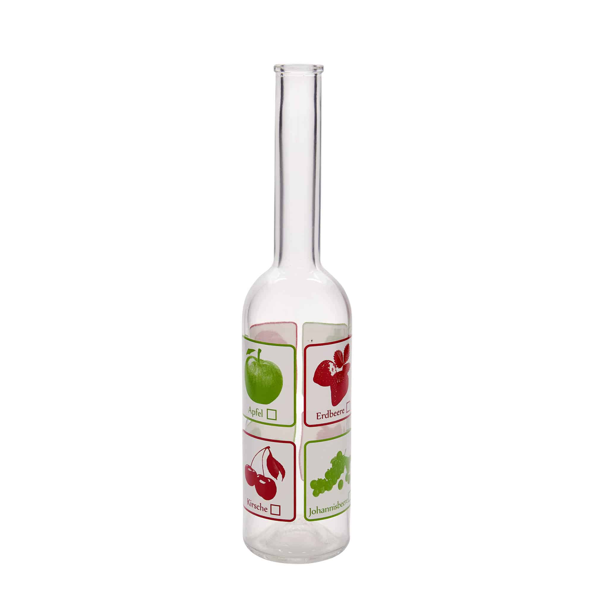 Skleněná lahev 500 ml 'Opera', motiv: Ovoce, uzávěr: korek Skleněná lahev 500 ml 'Opera', motiv: Ovoce, uzávěr: korek