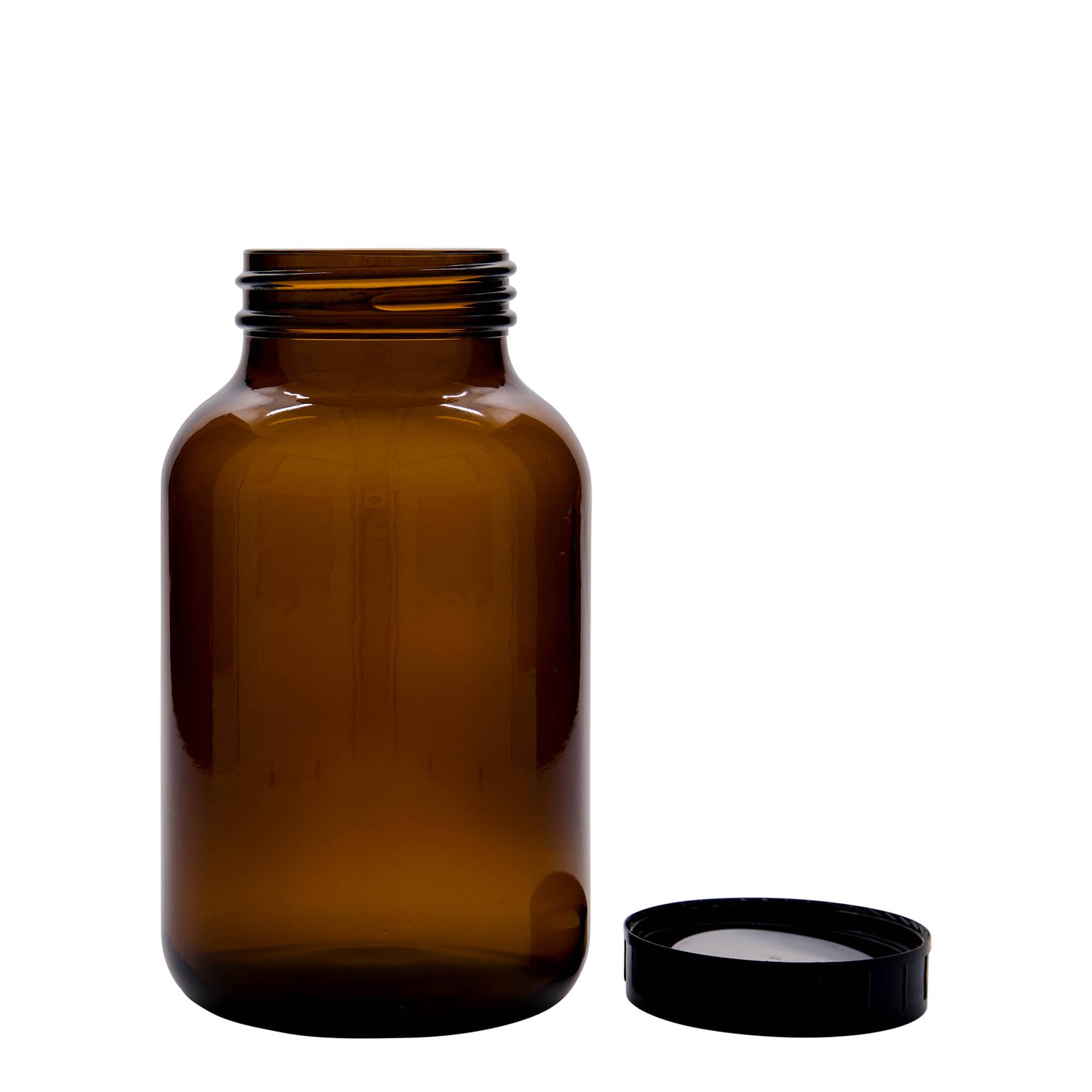 1.000 ml širokohrdlá sklenice, hnědá, hrdlo: DIN 68