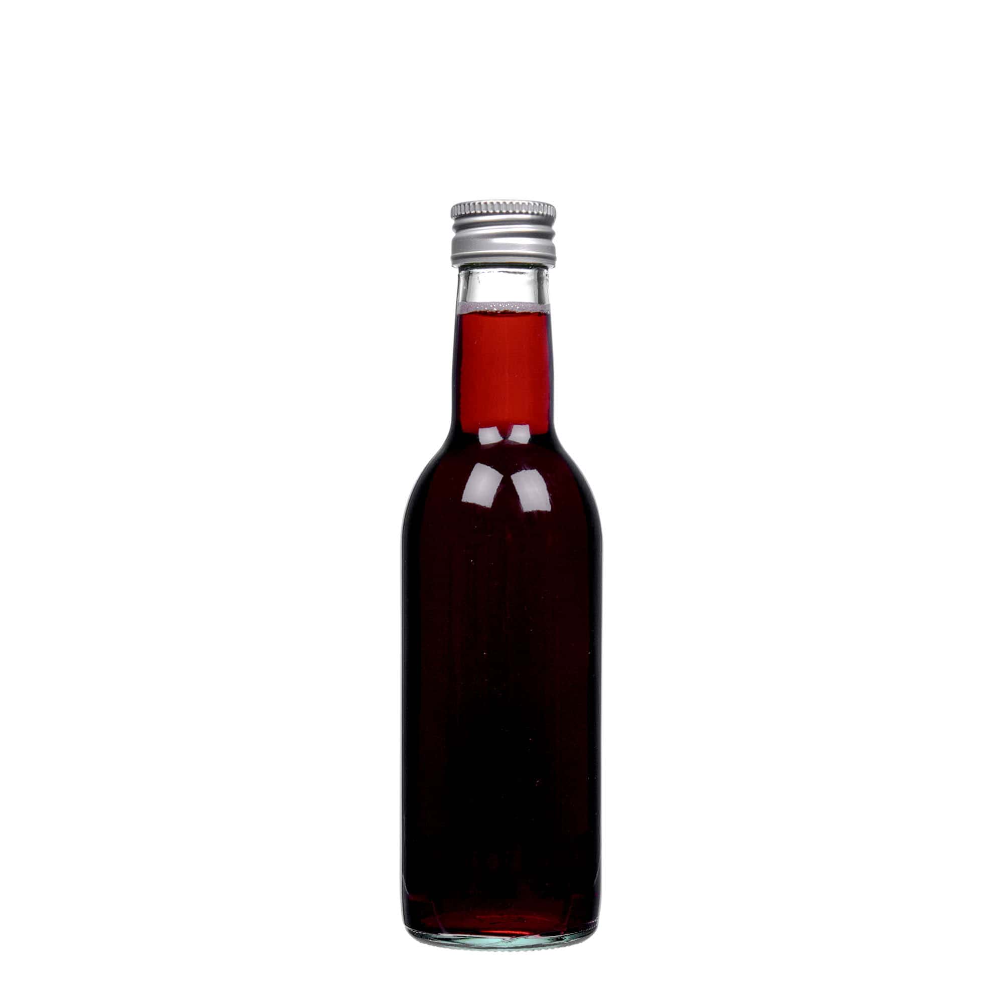 250 ml skleněná láhev „Bordeaux“, hrdlo: PP 28