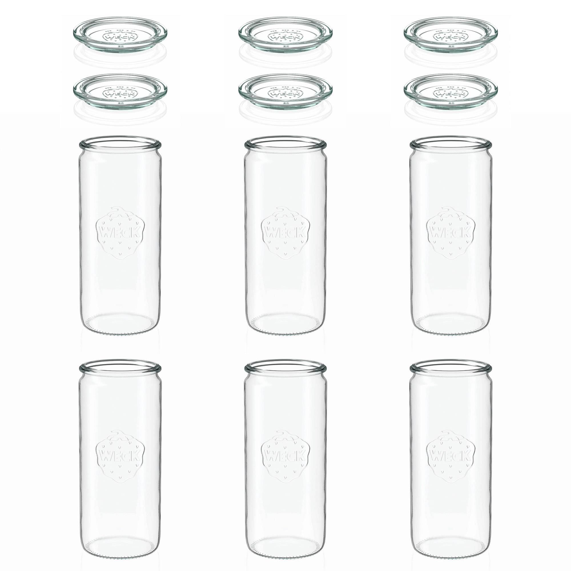 6x 1040 ml WECK válcová sklenice se skleněným víčkem RR 80