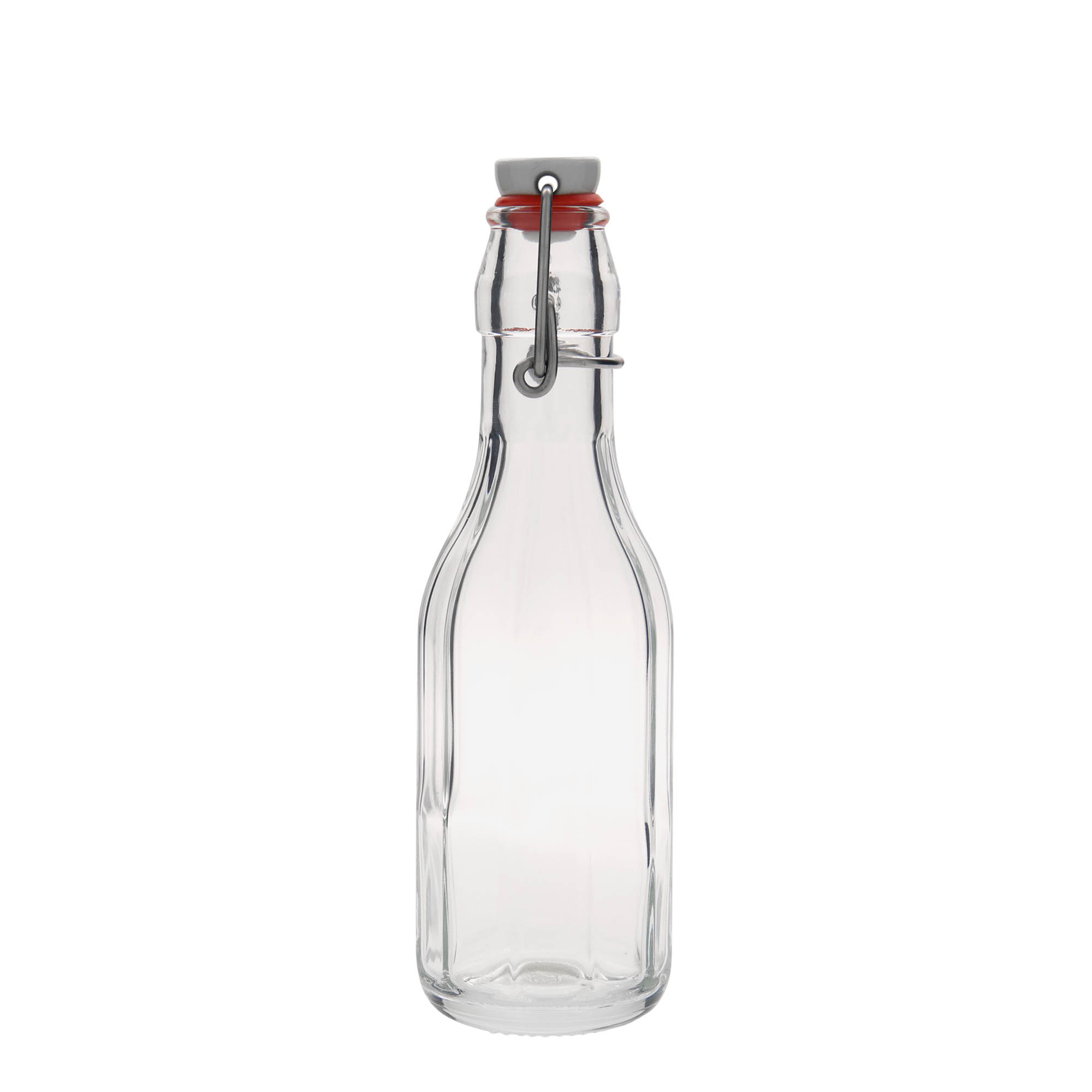 250 ml skleněná lahev 'Bravo', desetiboká, hrdlo: s pákovým uzávěrem