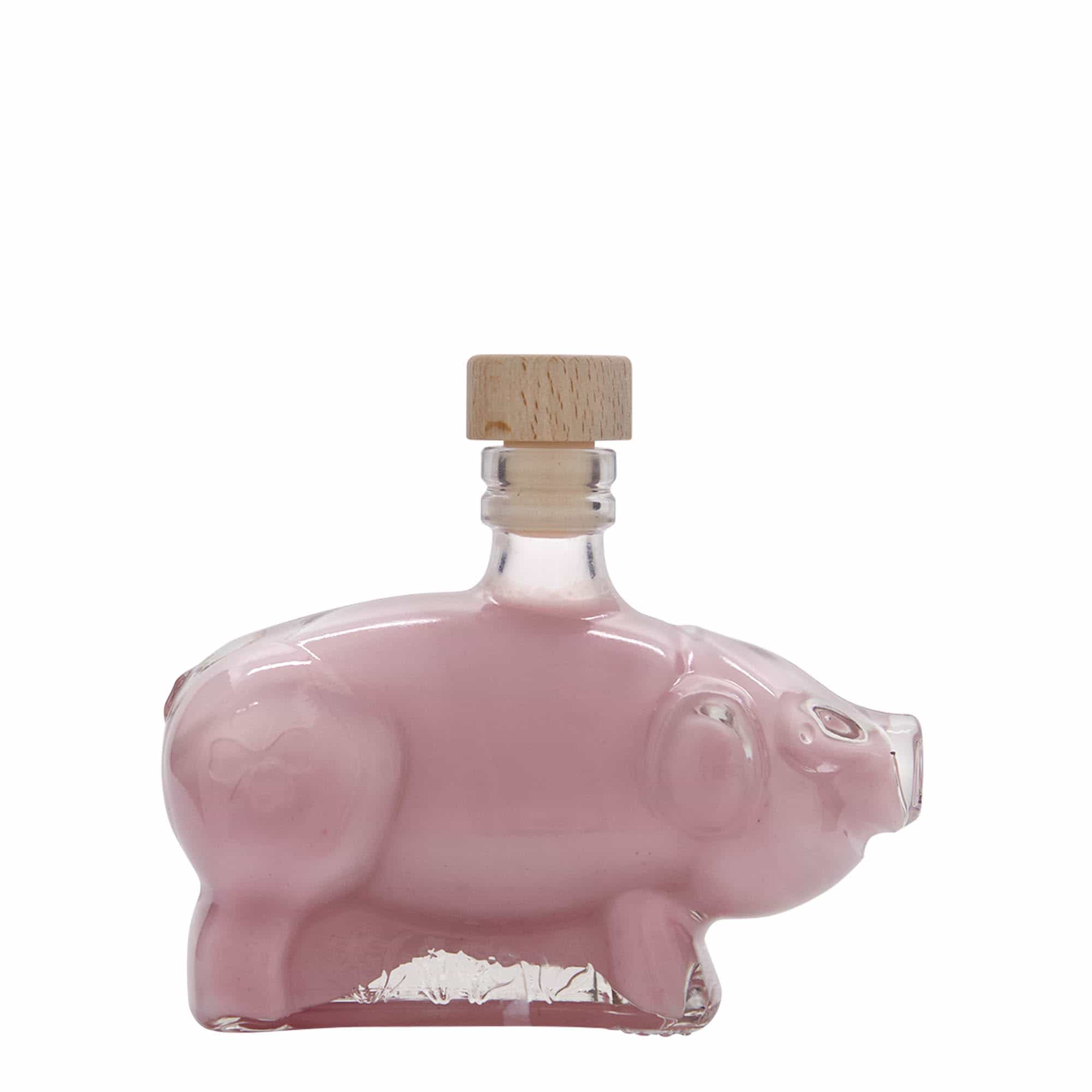 Skleněná lahev 200 ml 'Prasátko pro štěstí', uzávěr: korek