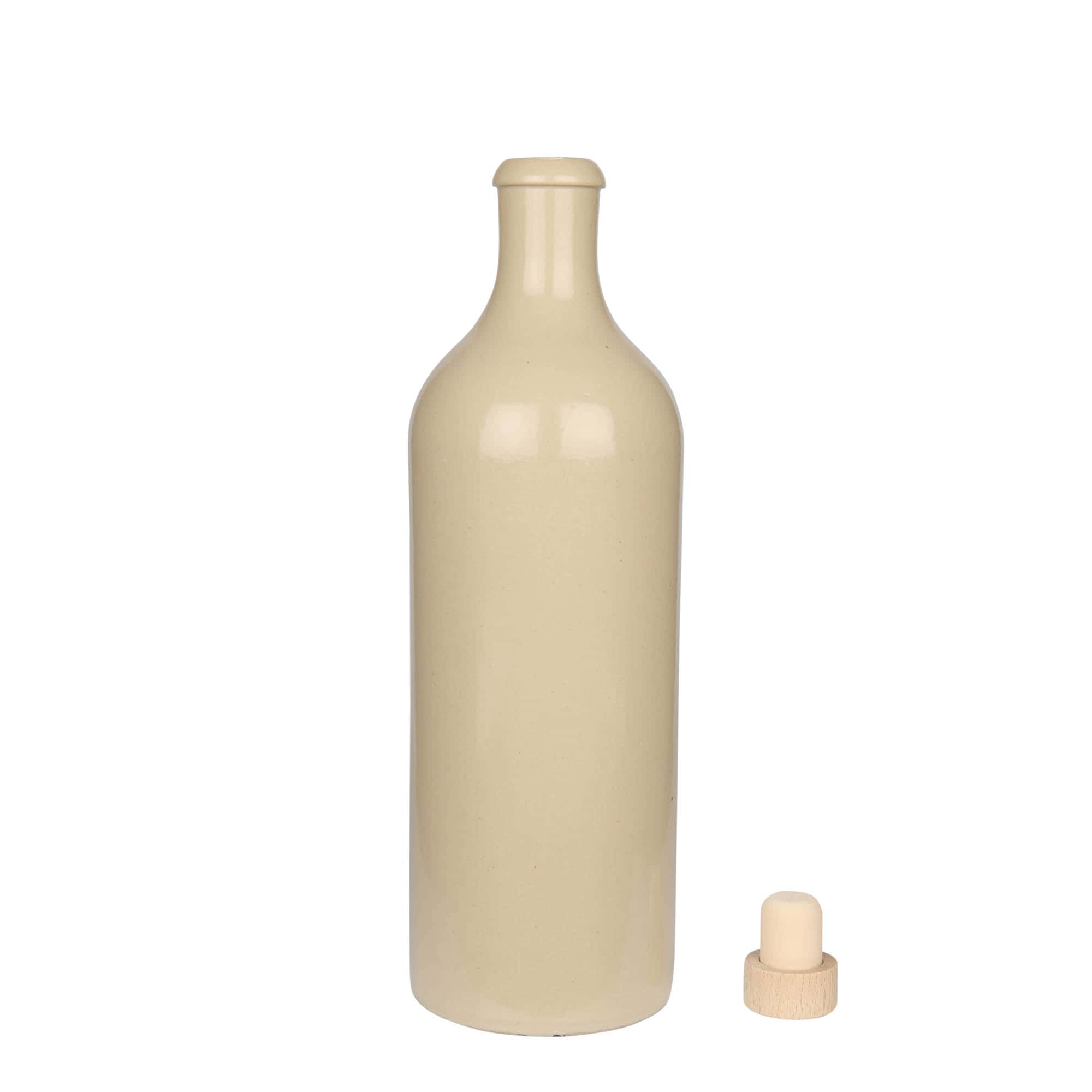 750 ml hliněný džbán, kamenina, béžový, hrdlo: korek