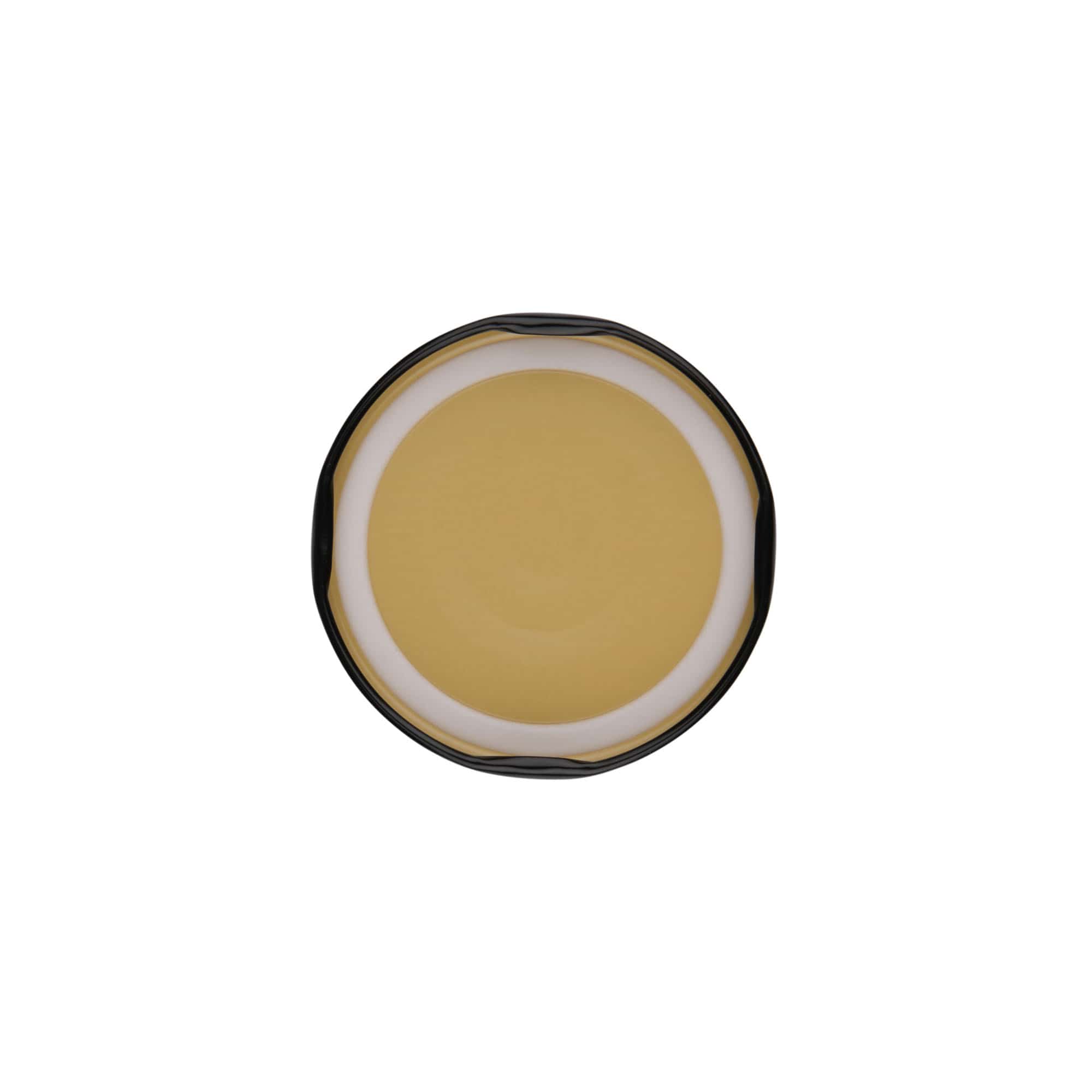 Twist-off víčko, bílý plech, černé, pro hrdlo: TO 63