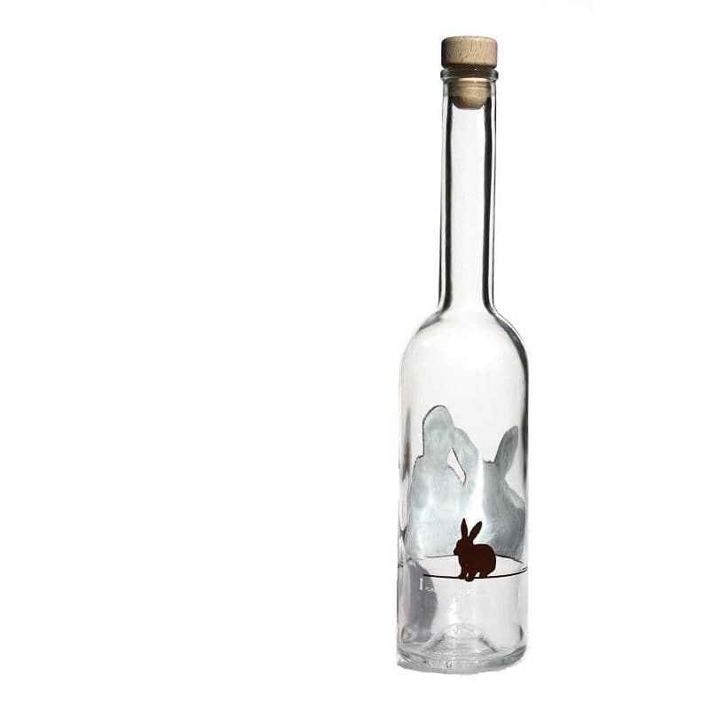 500 ml skleněná láhev 'Opera', motiv: králík, hrdlo: korek