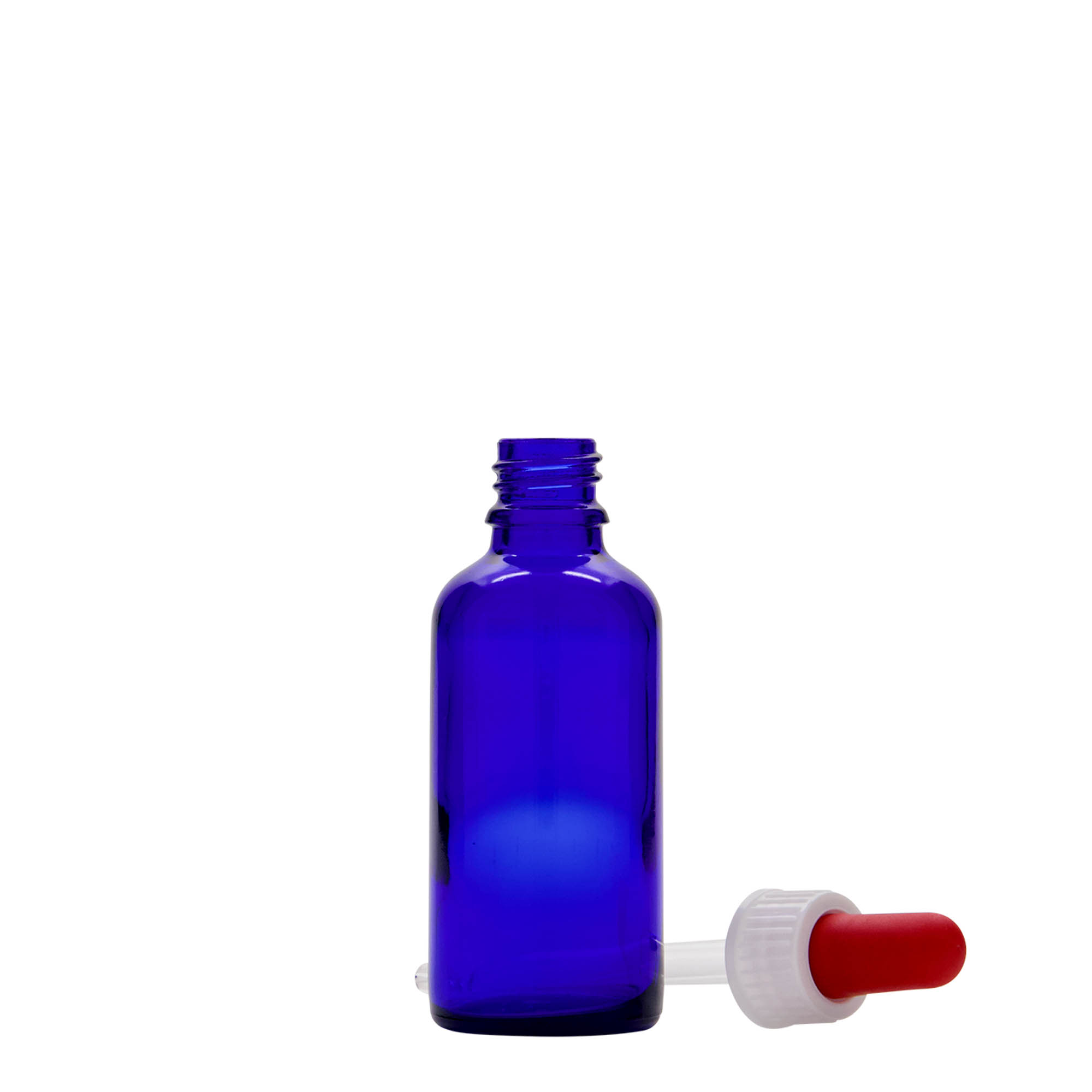 50 ml kapátková lahvička lékařská, sklo, královská modrá-červená, hrdlo: DIN 18 50 ml kapátková lahvička lékařská, sklo, královská modrá-červená, hrdlo: DIN 18