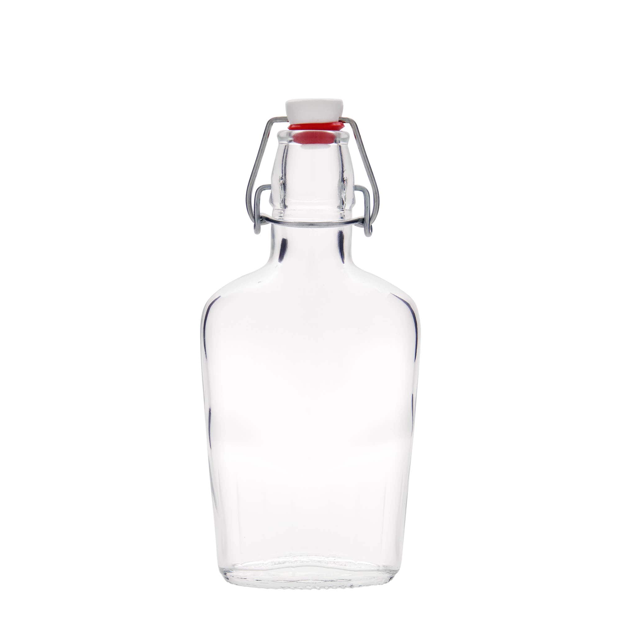 250 ml skleněná láhev „Fiaschetta“, oválná, hrdlo: uzávěr s pákou