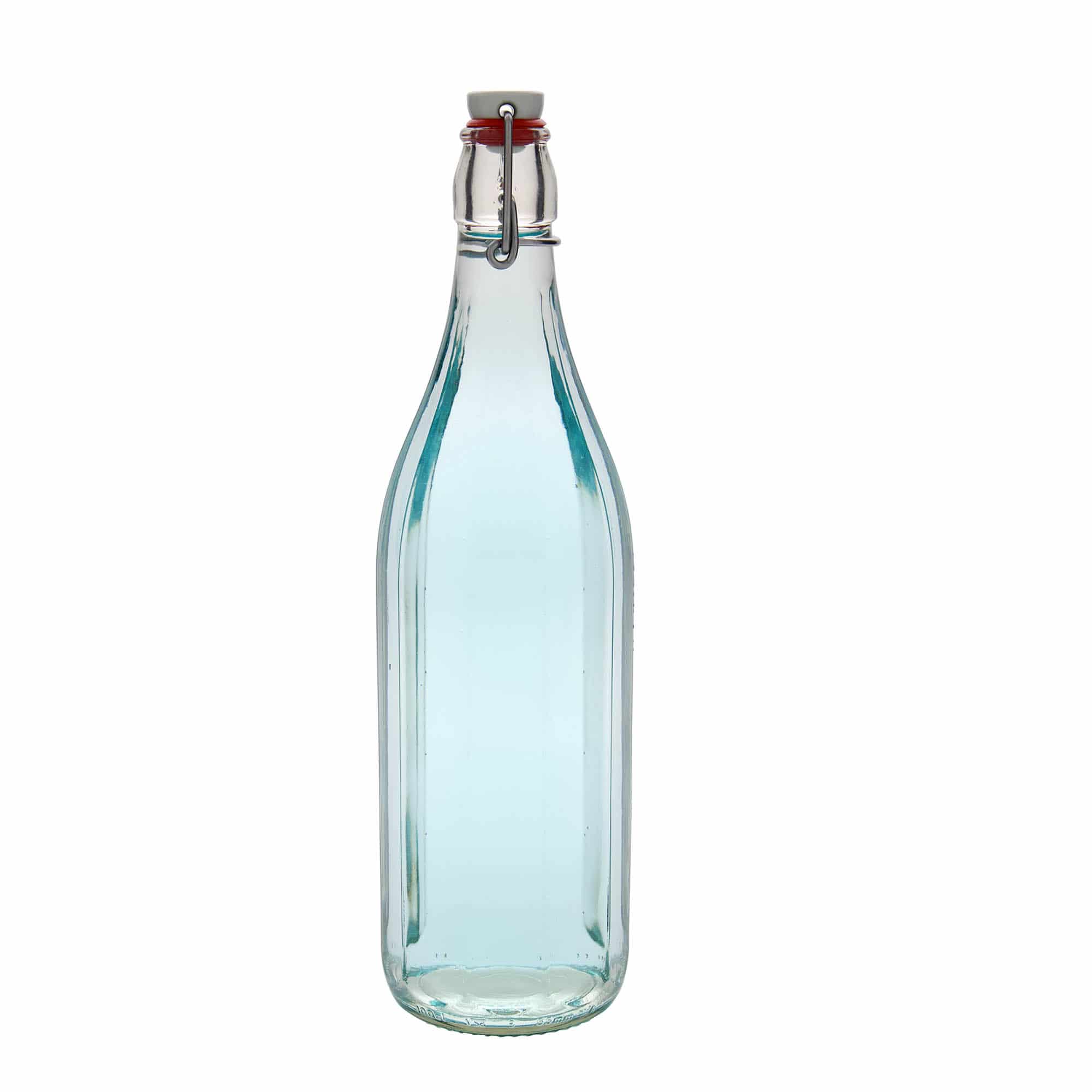 Skleněná lahev 1000 ml 'Bravo', desetiúhelníková, uzávěr: třmenový uzávěr