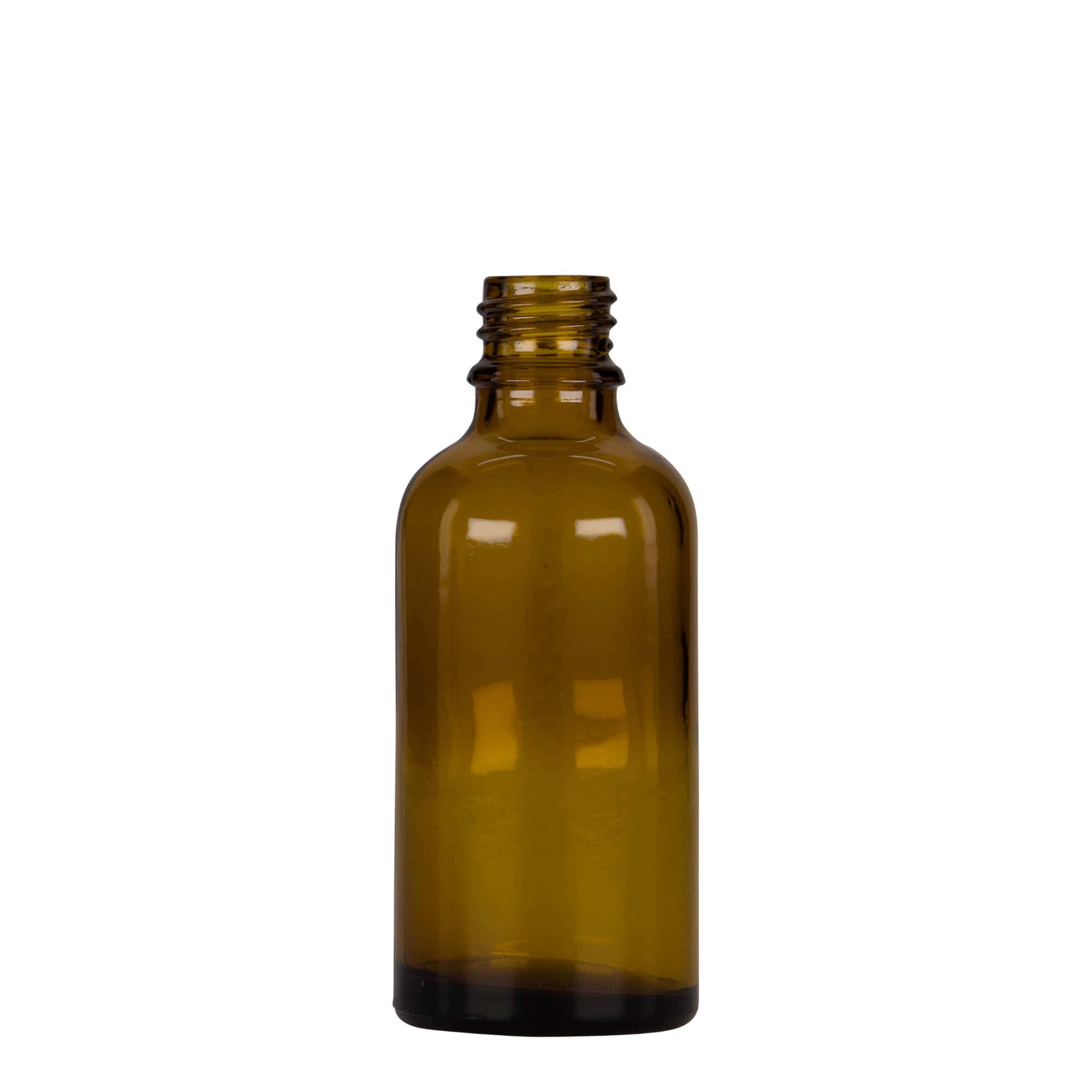 50 ml lahvička s kapátkem, lékařská, sklo, hnědo-černá, hrdlo: DIN 18