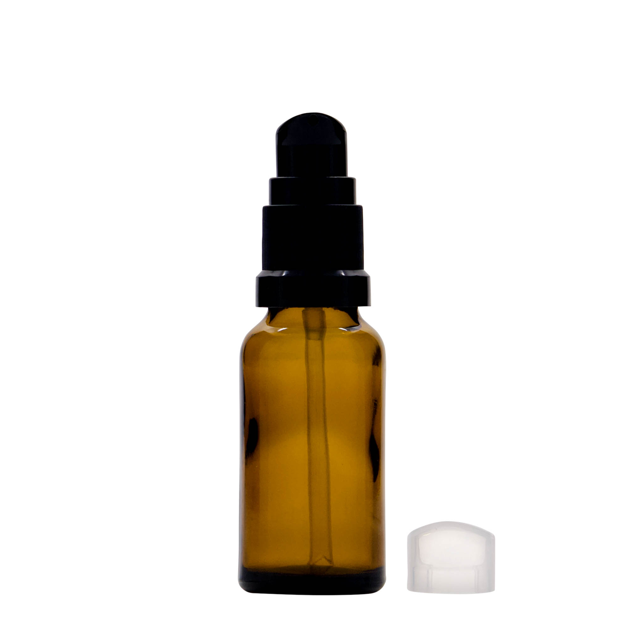 20 ml lékovka s dávkovačem na lotion, sklo, hnědá, hrdlo: DIN 18