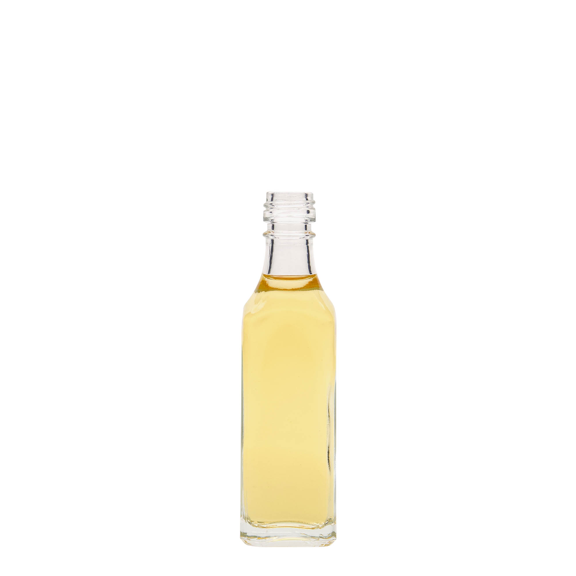 50 ml skleněná lahvička „Siena“, čtvercová, hrdlo: PP 18