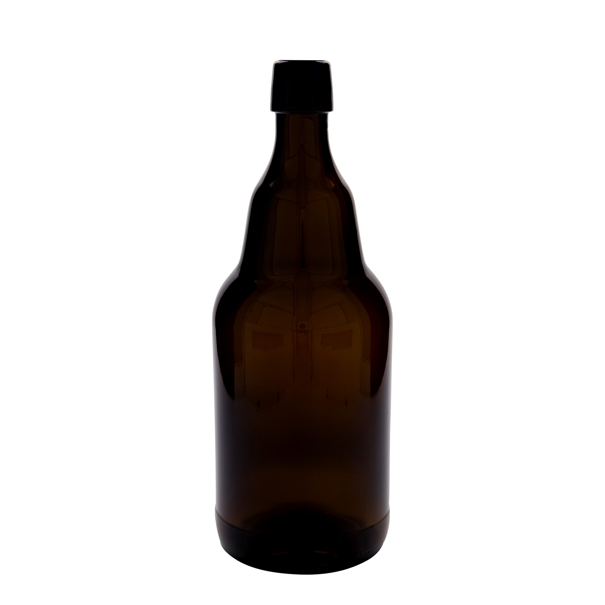 2.000 ml pivní láhev, sklo, hnědá, hrdlo: páčkový uzávěr