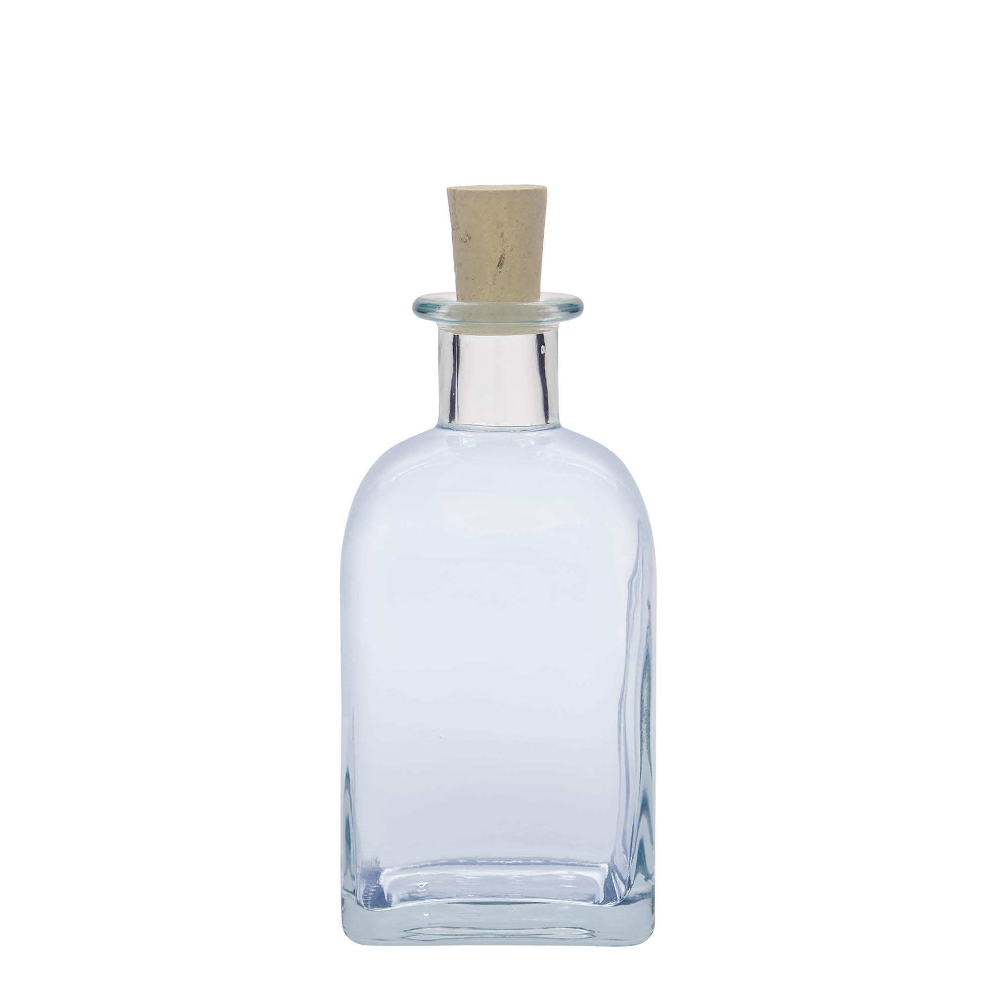 350 ml skleněná láhev Apotheker Carré, čtvercová, hrdlo: korek