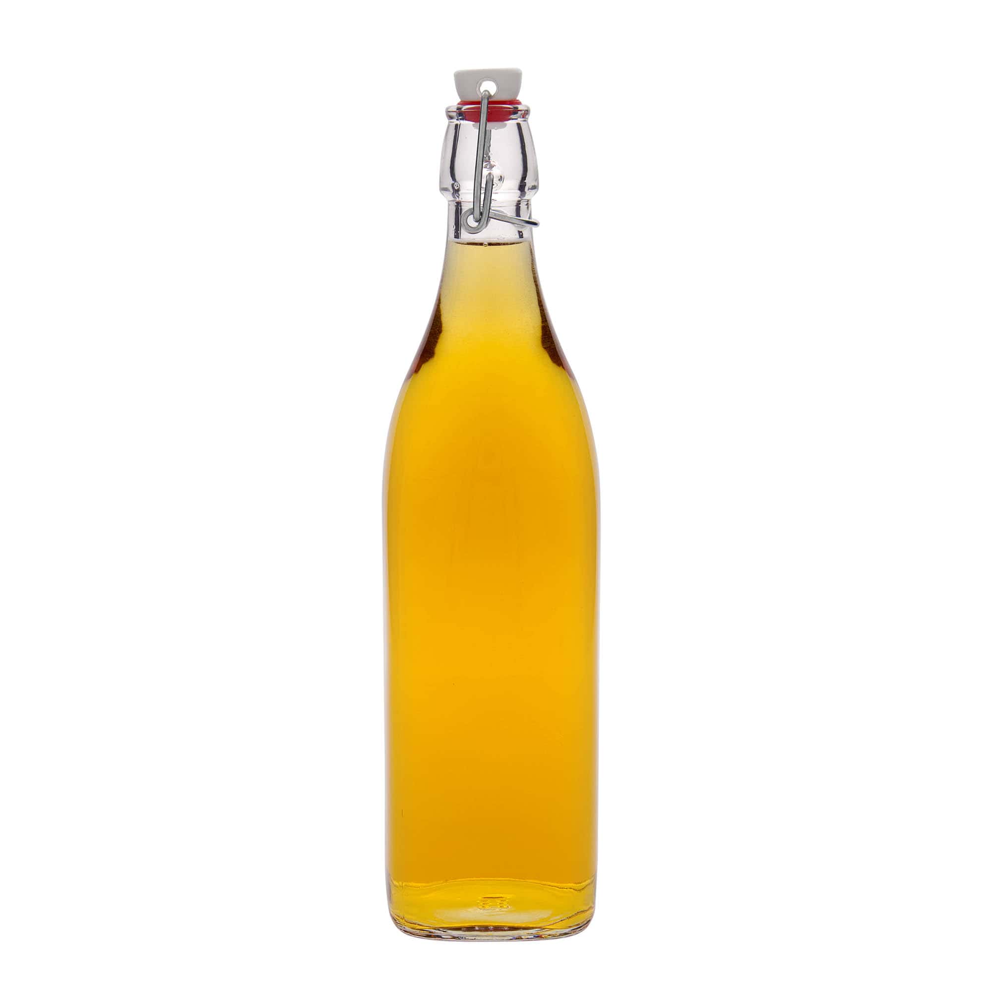 1.000 ml skleněná láhev 'Swing, čtvercová, hrdlo: uzávěr s pákou