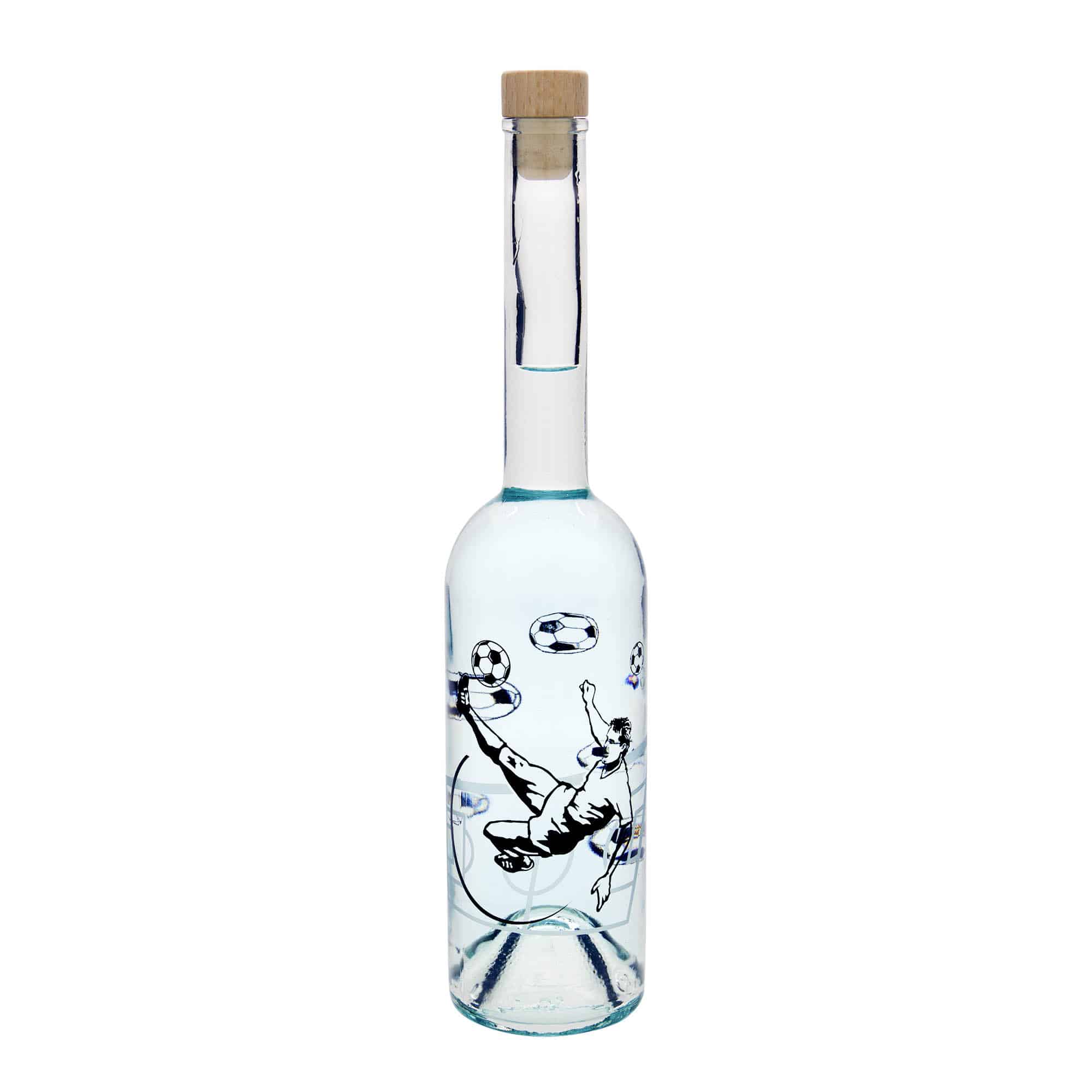 Skleněná lahev 500 ml 'Opera', motiv: Fotbalista, uzávěr: korek