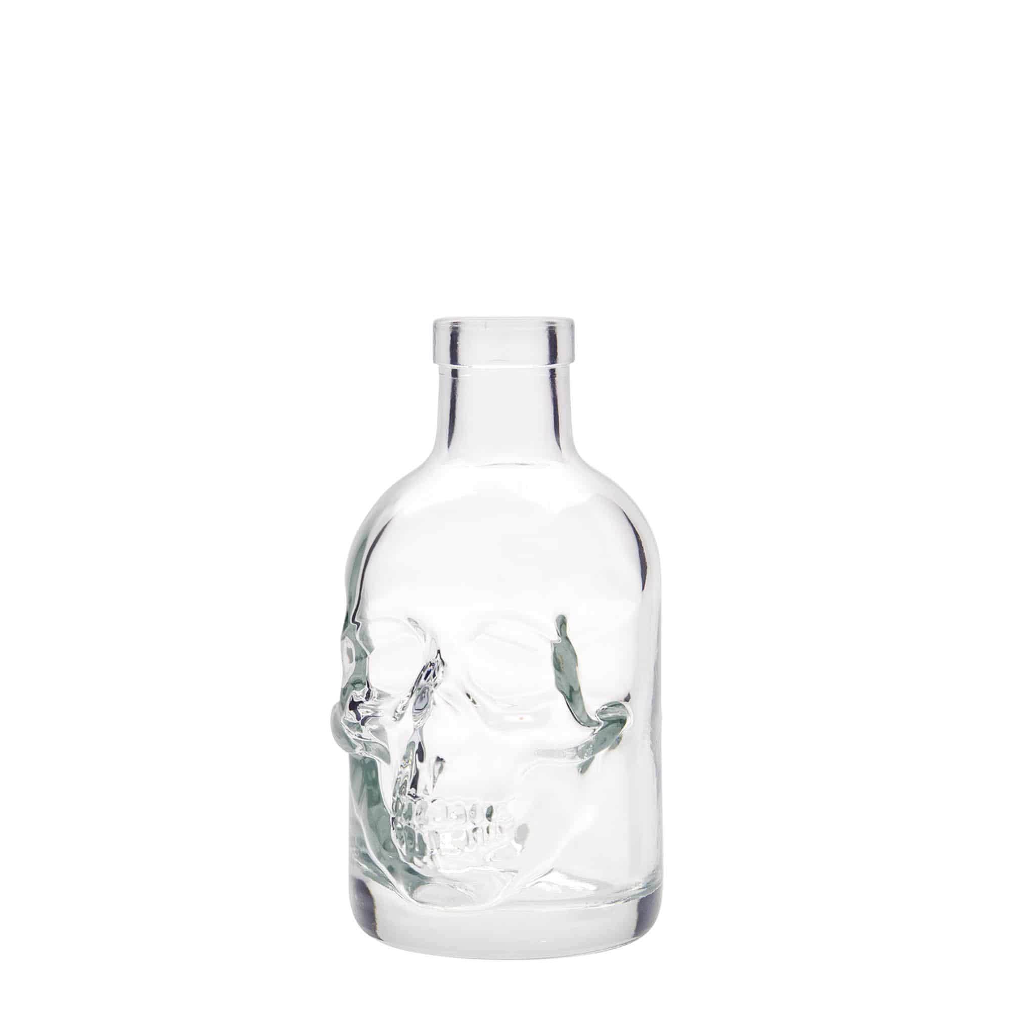 Skleněná lahev 200 ml 'Lebka', uzávěr: korek