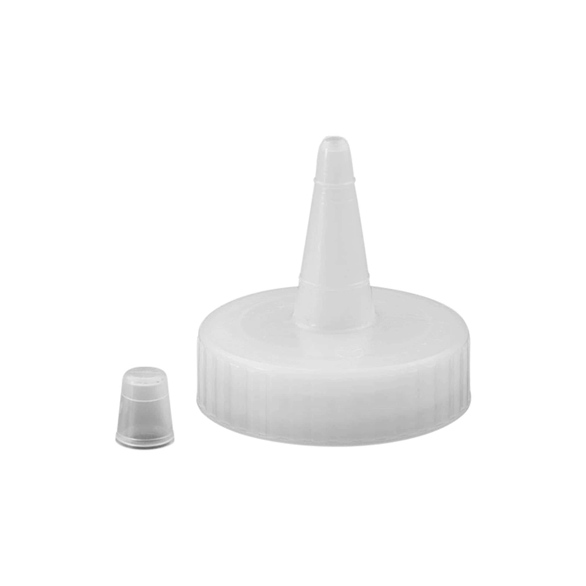 Uzávěr se šroubovacím víčkem s tryskou, PP plast, bílý, pro hrdlo: 38/400