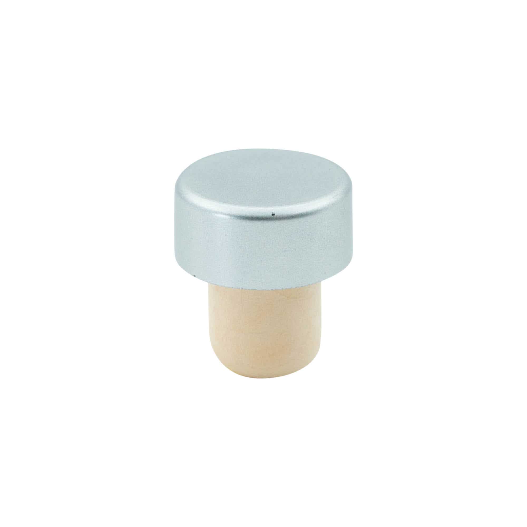 Korek s úchytem 19 mm, plast, stříbrný, pro uzávěr: korek Korek s úchytem 19 mm, plast, stříbrný, pro uzávěr: korek