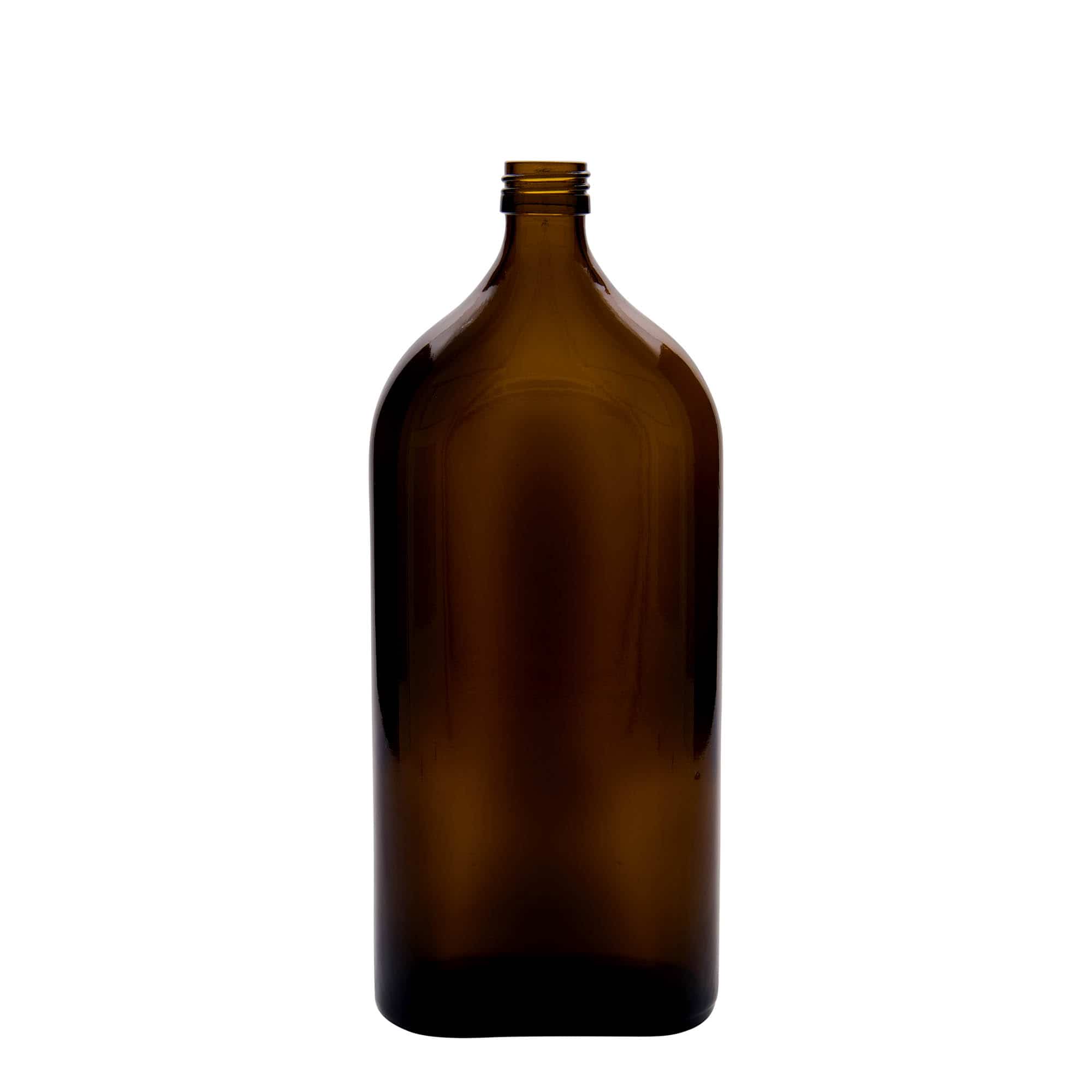 Lékovka Meplat 1000 ml, oválná, sklo, hnědá, ústí: PP 28 Lékovka Meplat 1000 ml, oválná, sklo, hnědá, ústí: PP 28