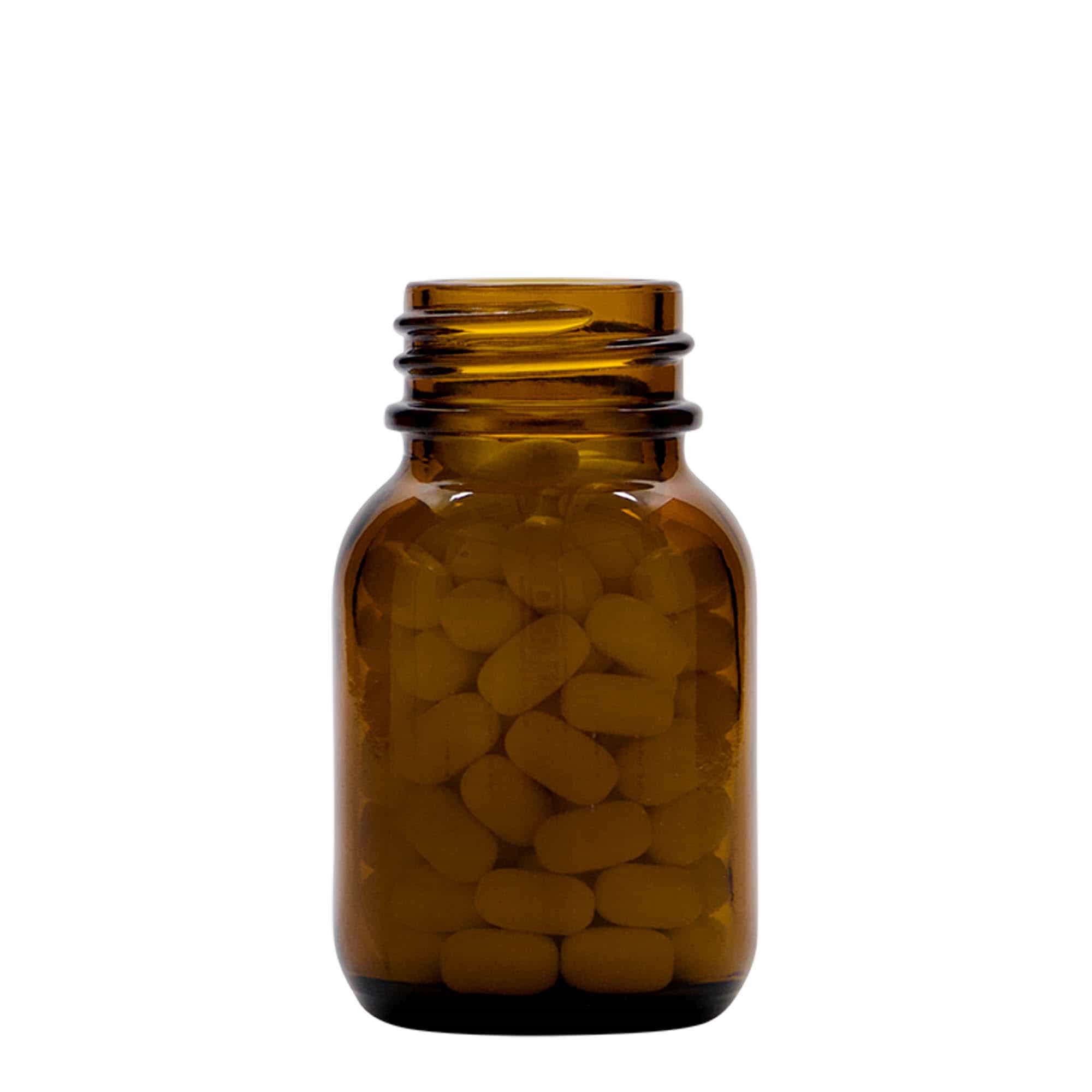 Sklenice s širokým hrdlem 50 ml, hnědá, uzávěr: DIN 32