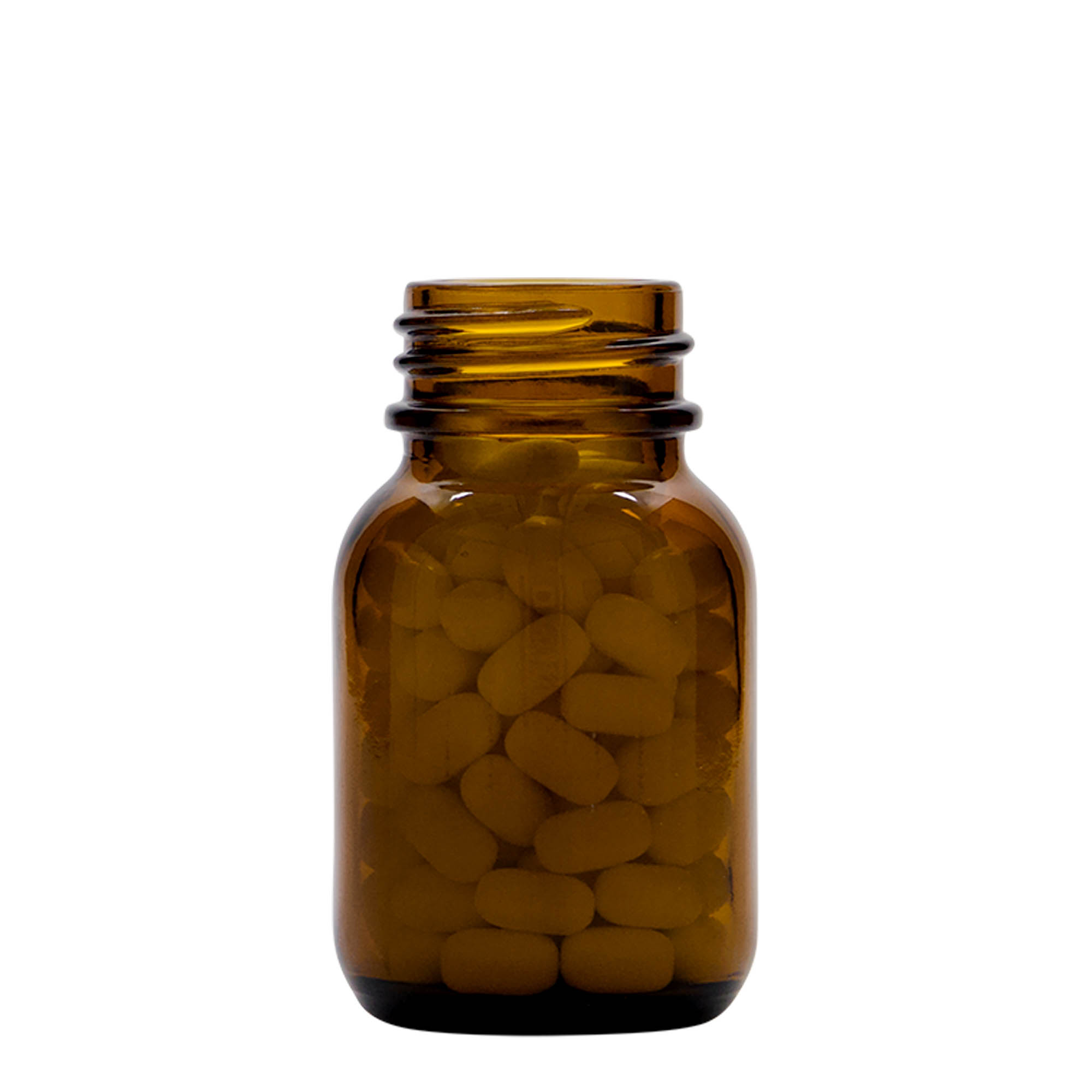 50 ml širokohrdlá sklenice, hnědá, hrdlo: DIN 32