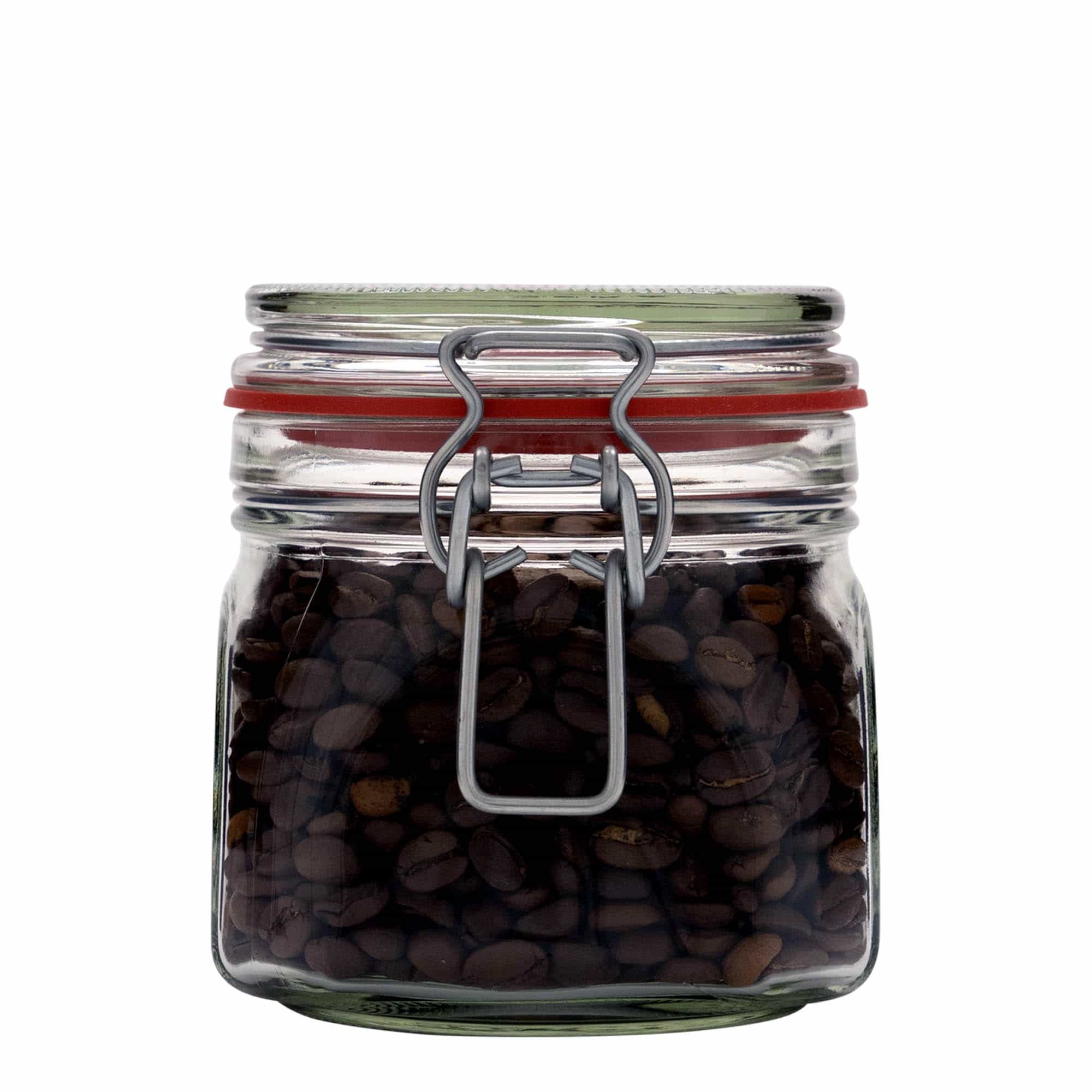 630 ml sklenice se závěsným drátěným uzávěrem, čtvercová, hrdlo: závěsný drátěný uzávěr