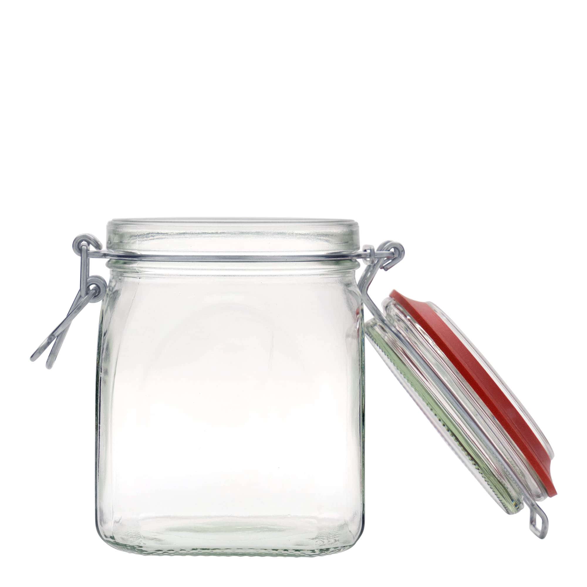 Sklenice s drátěným uzávěrem 900 ml, čtvercová, uzávěr: drátěný uzávěr