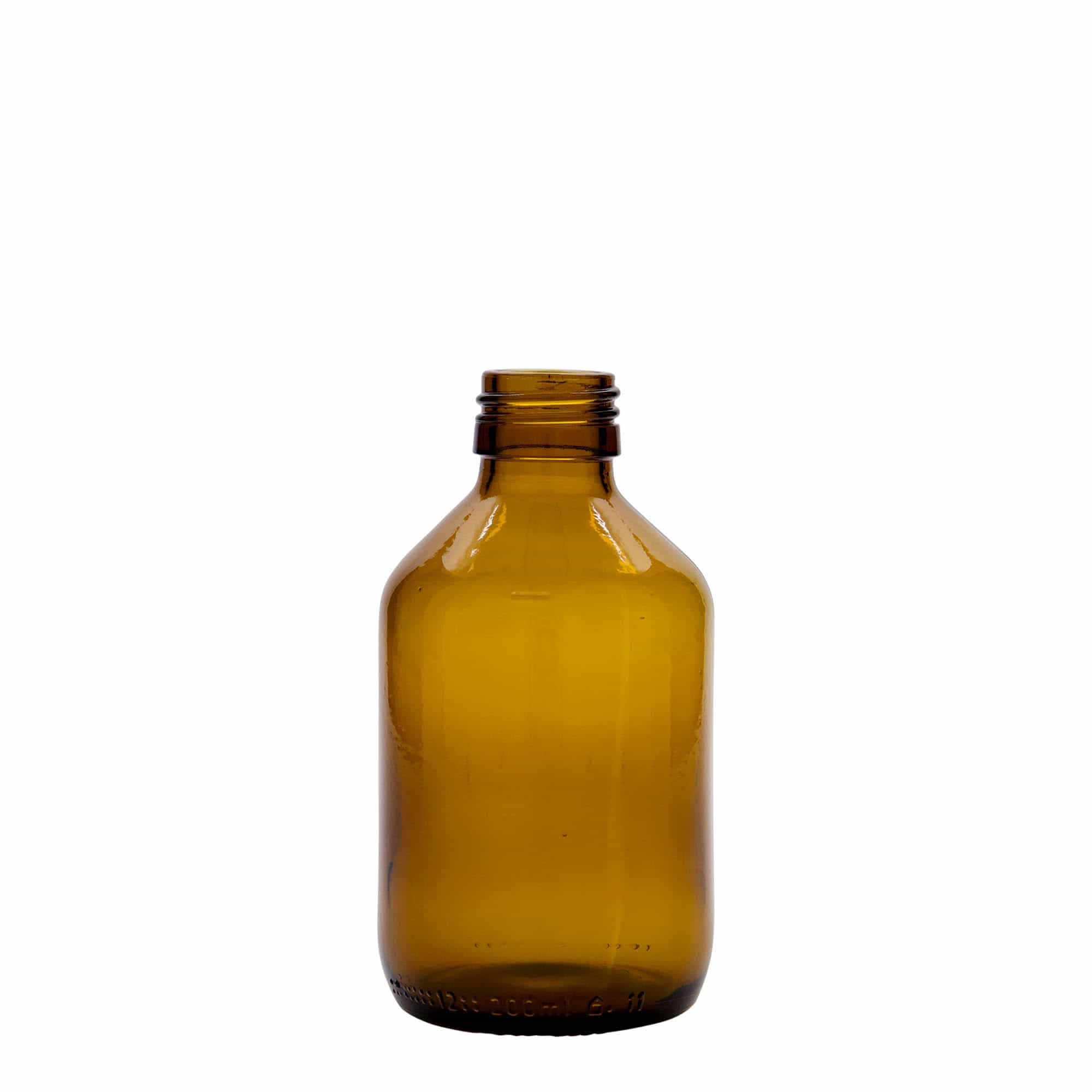 200 ml lékovka, hnědá, sklo, hrdlo: PP 28
