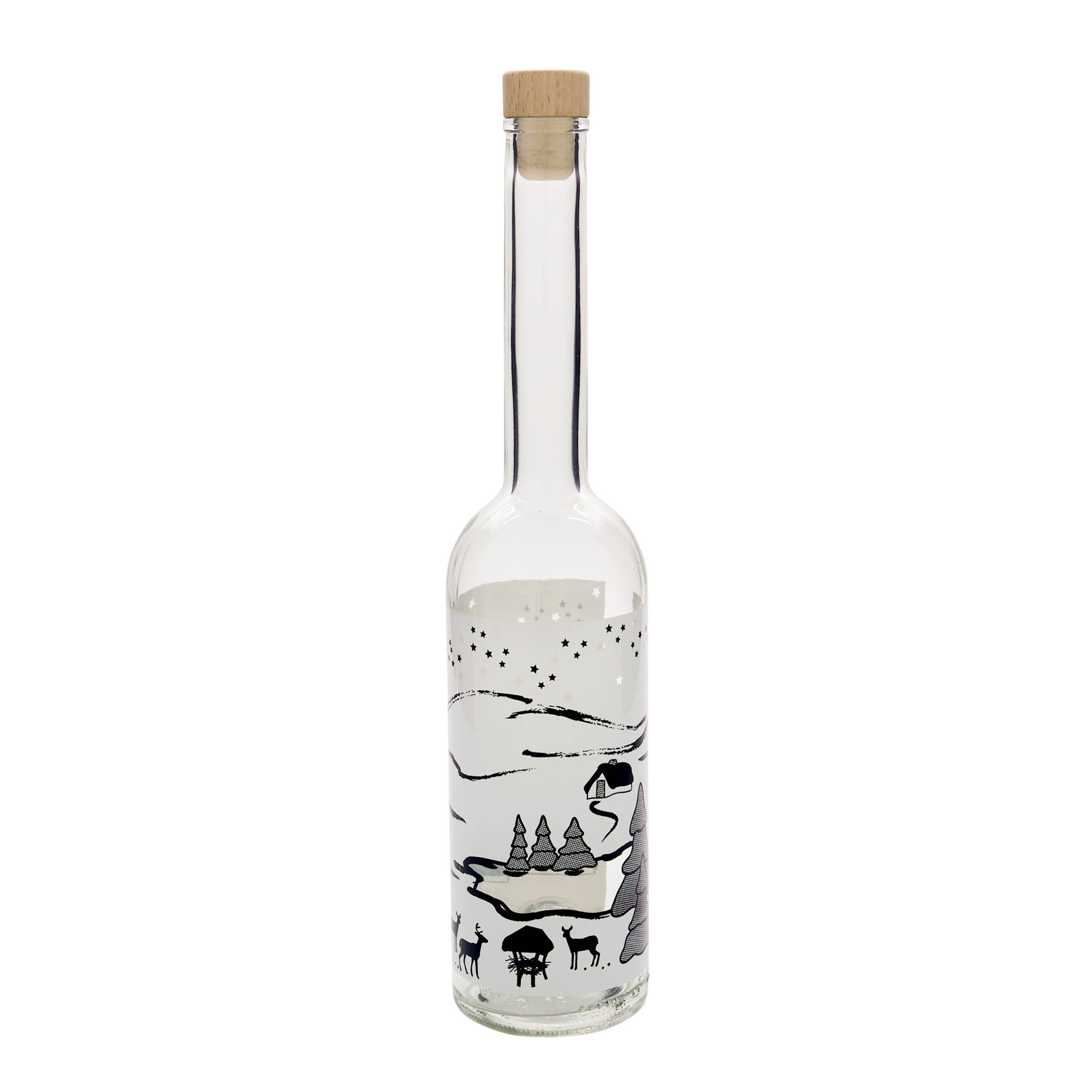500 ml skleněná láhev 'Opera', motiv: Wintertraum-Bianco, hrdlo: korek 500 ml skleněná láhev 'Opera', motiv: Wintertraum-Bianco, hrdlo: korek