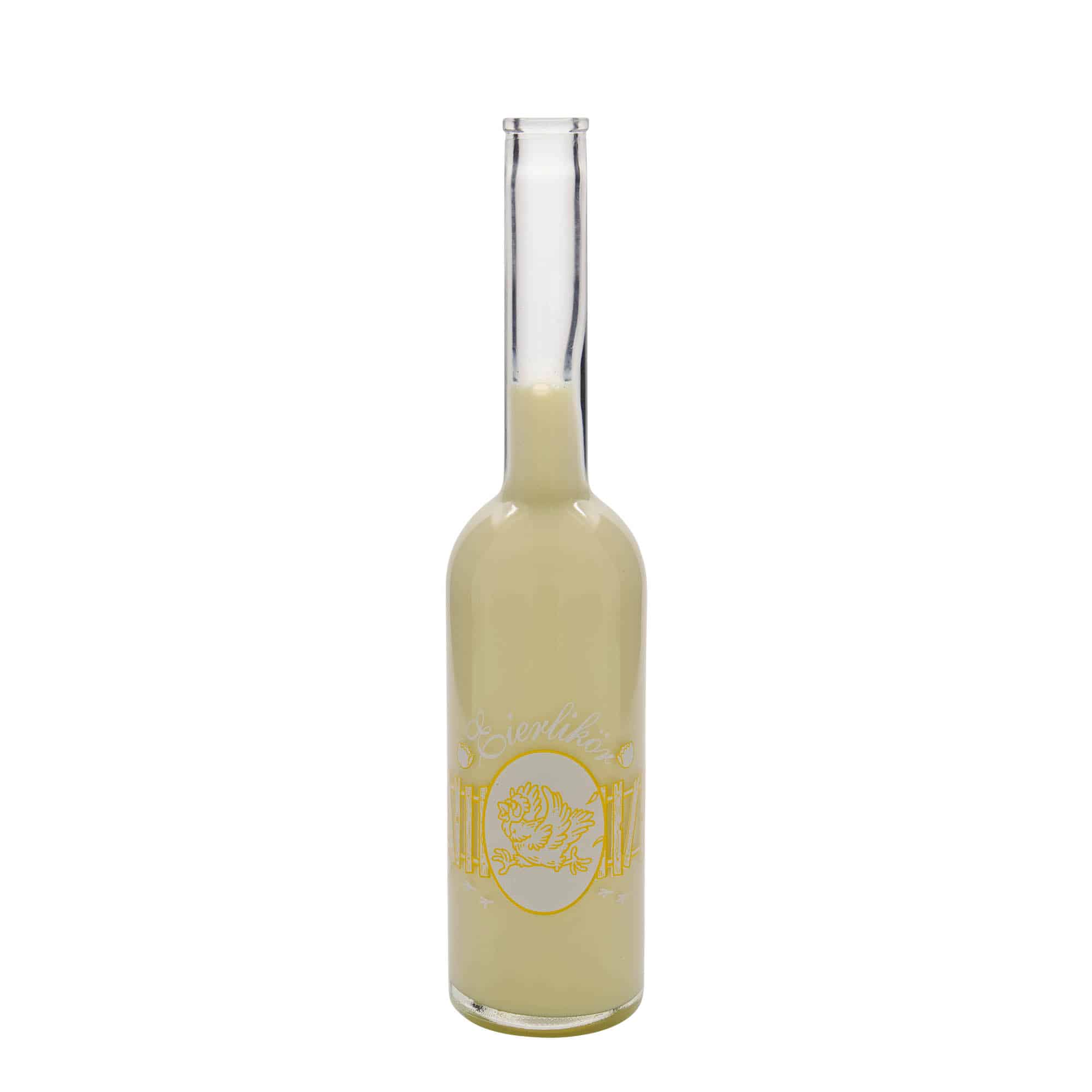 Skleněná lahev 500 ml 'Opera', motiv: Vaječný likér, uzávěr: korek