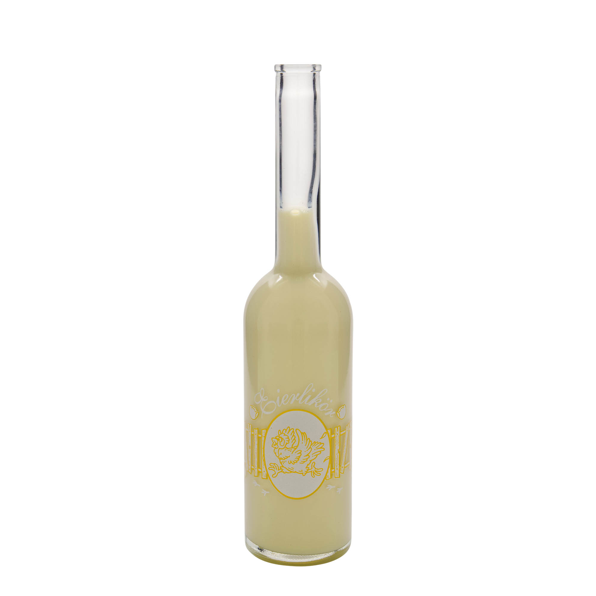 500 ml skleněná láhev 'Opera', motiv: vaječný likér, hrdlo: korek 500 ml skleněná láhev 'Opera', motiv: vaječný likér, hrdlo: korek