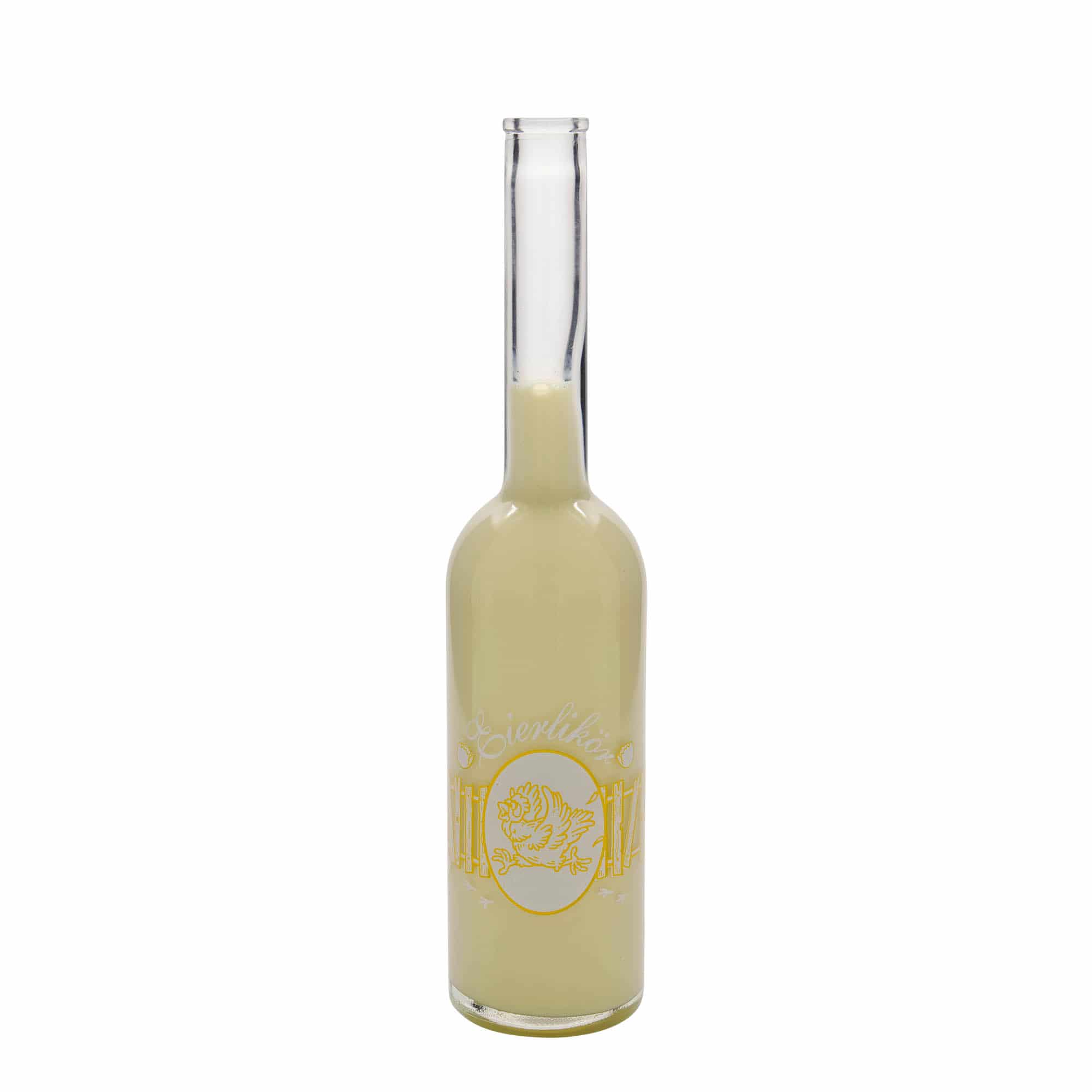 500 ml skleněná láhev „Opera“, motiv: vaječný likér, hrdlo: korek