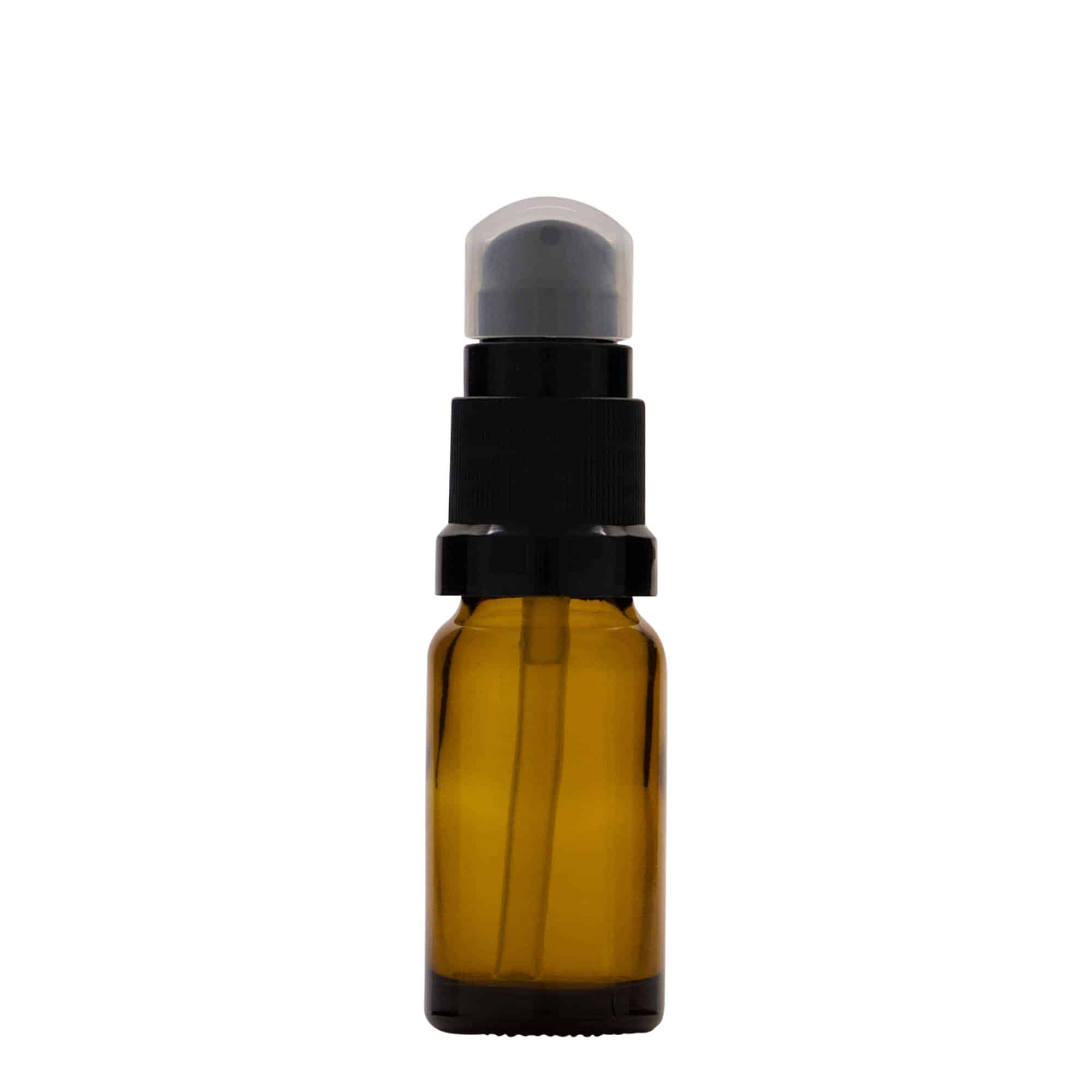 Lékovka s pumpičkou 10 ml, sklo, hnědá, ústí: DIN 18