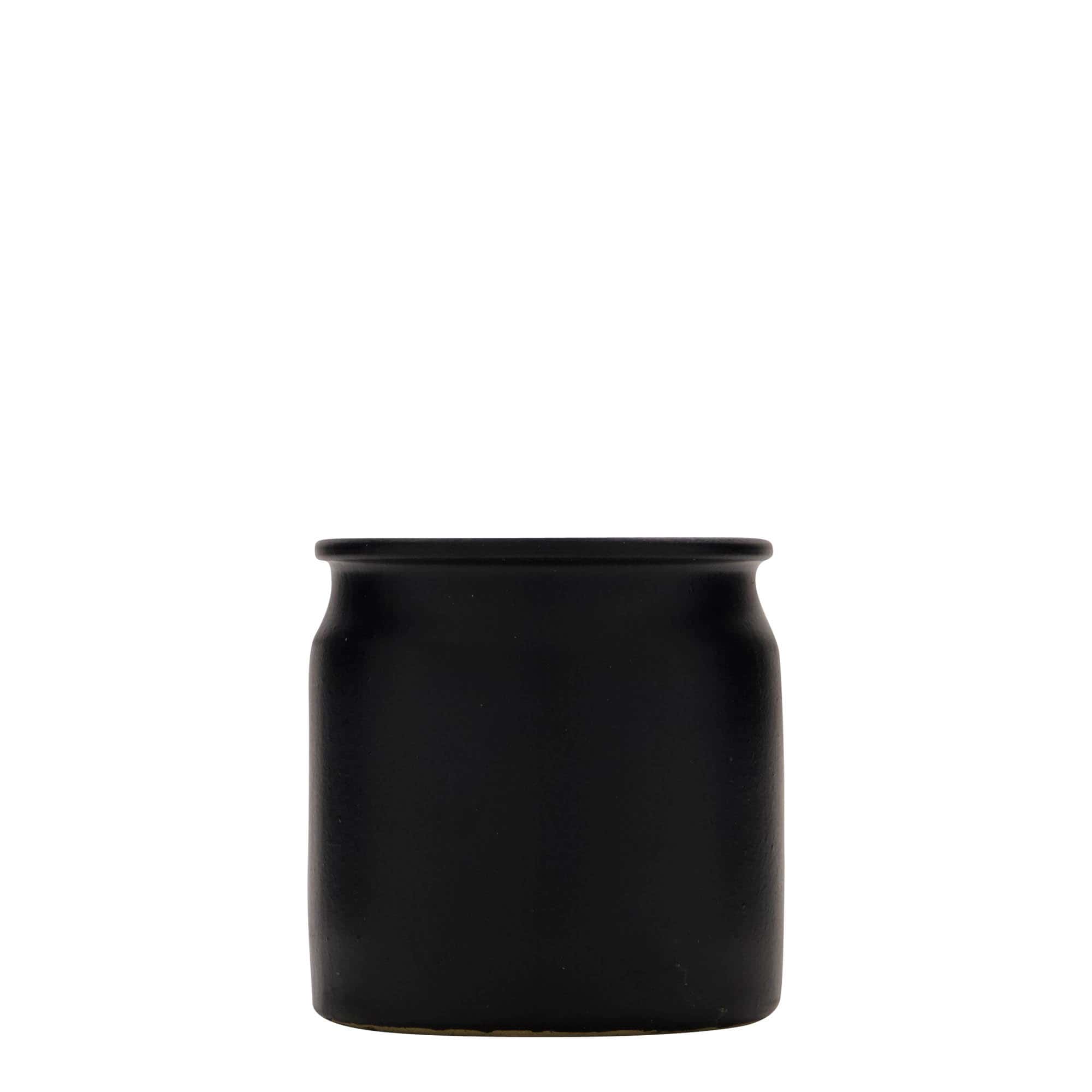 Kameninový hrnec 160 ml, keramika, černá, uzávěr: korek Kameninový hrnec 160 ml, keramika, černá, uzávěr: korek