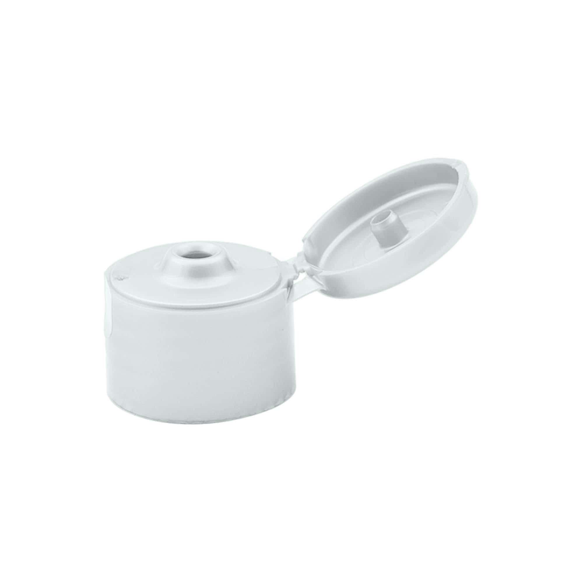 Šroubovací uzávěr s kloubovým pantem, plast PP, stříbrný, pro hrdlo: 24/410