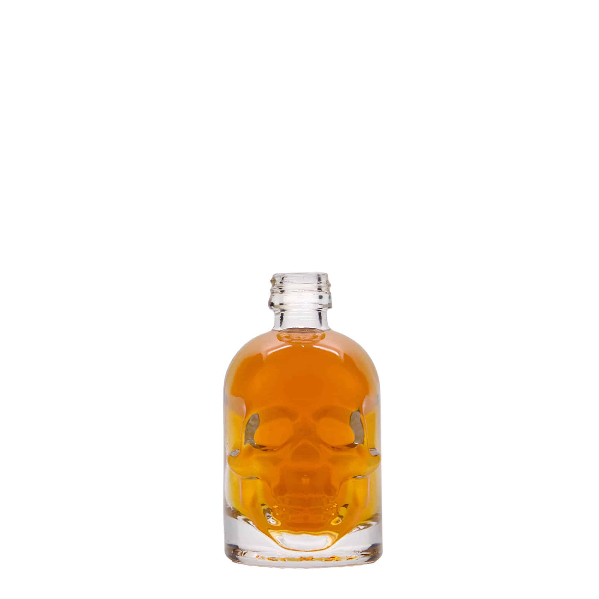 50 ml skleněná lahvička 'Lebka', hrdlo: PP 18