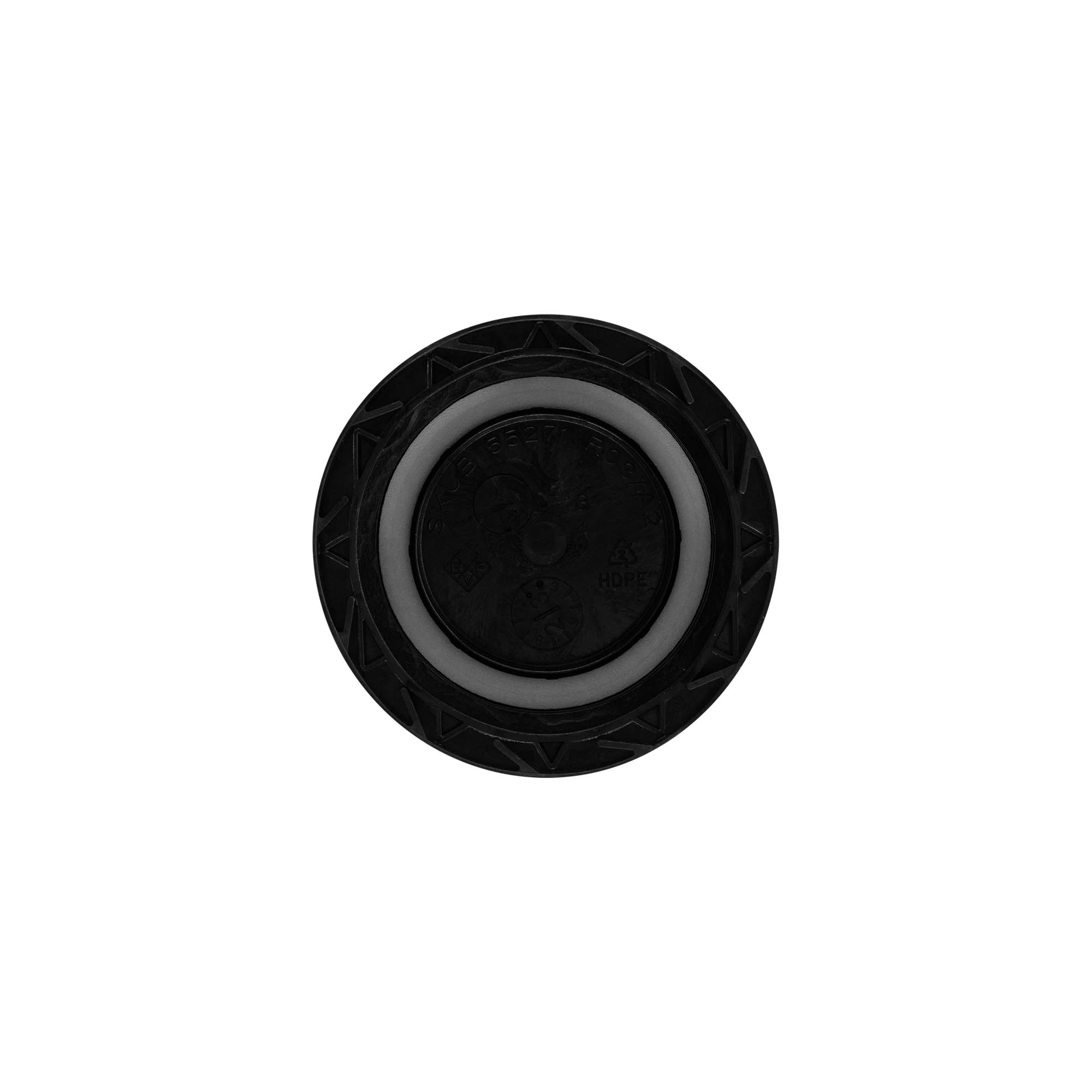 Šroubovací uzávěr, PP plast, černý, pro hrdlo: ND55 Šroubovací uzávěr, PP plast, černý, pro hrdlo: ND55