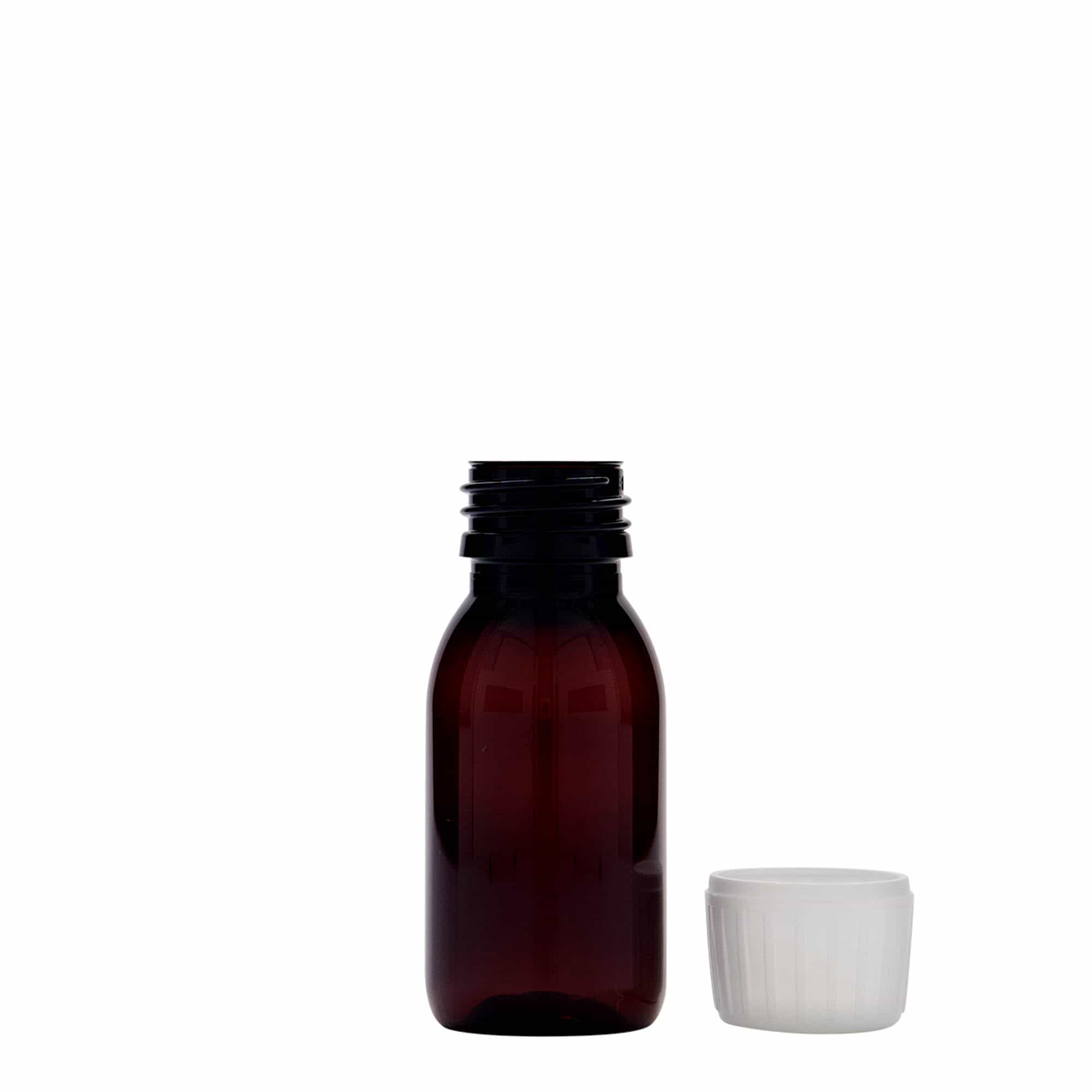 60 ml PET lékovka, hnědá, plast, hrdlo: PP 28