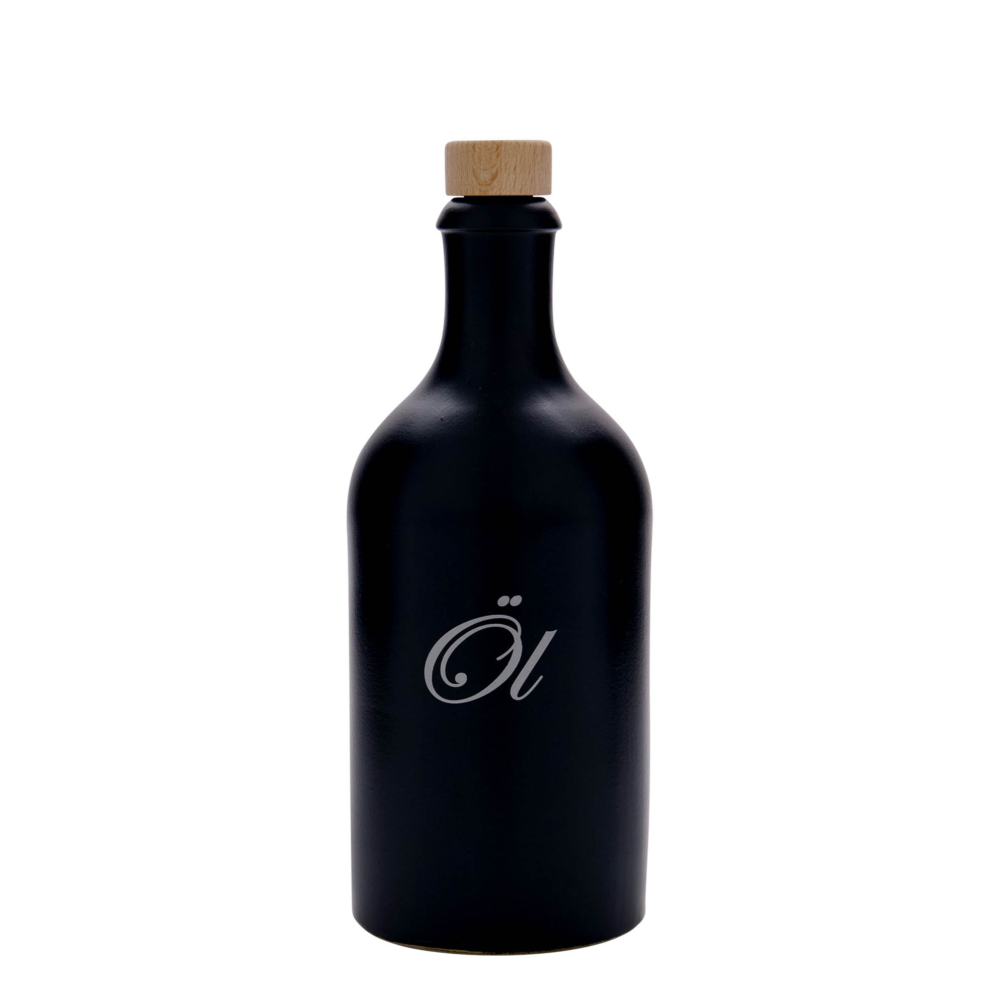 500 ml keramický džbán, motiv: olej, kamenina, černý, hrdlo: korek