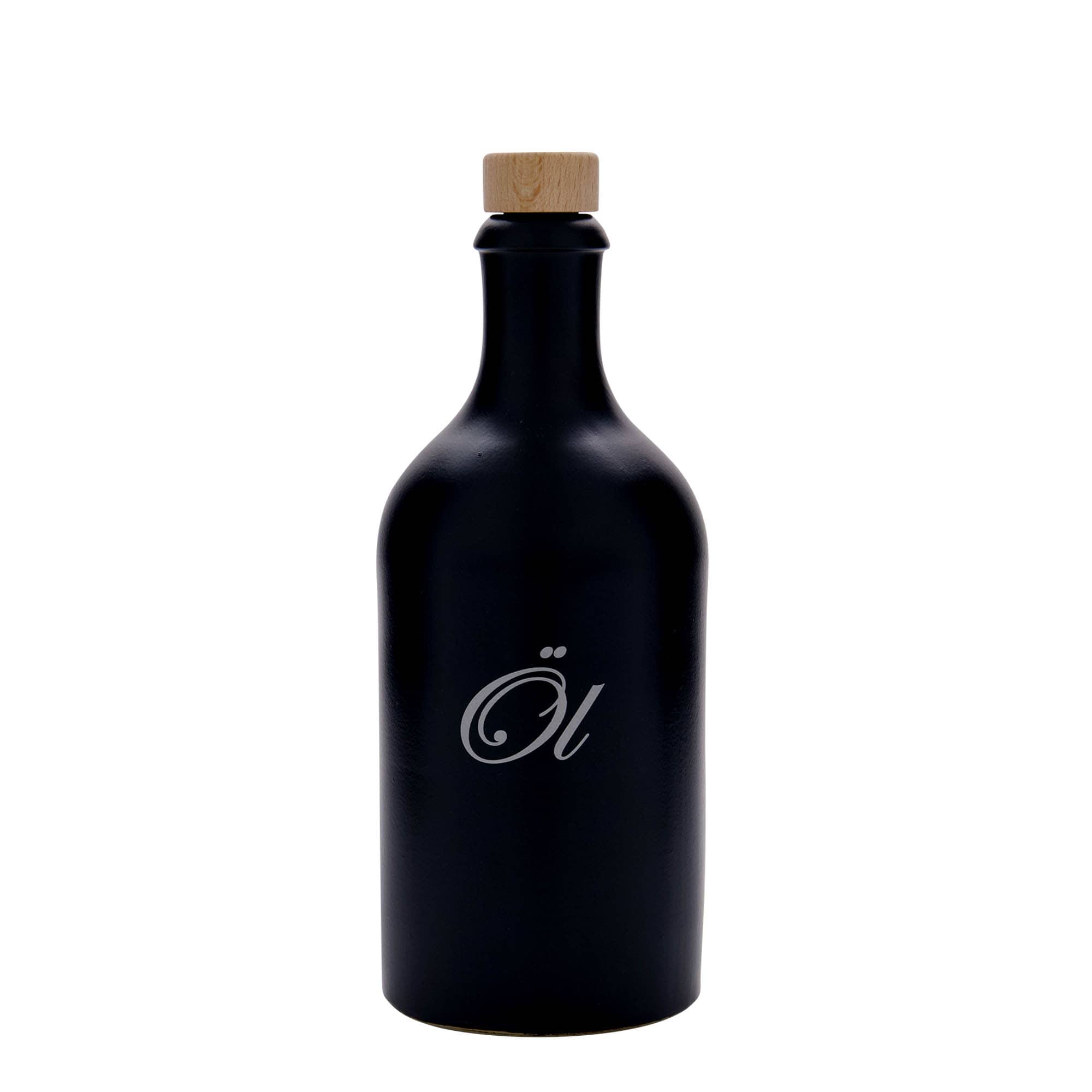 500 ml keramický džbán, motiv: olej, kamenina, černý, hrdlo: korek