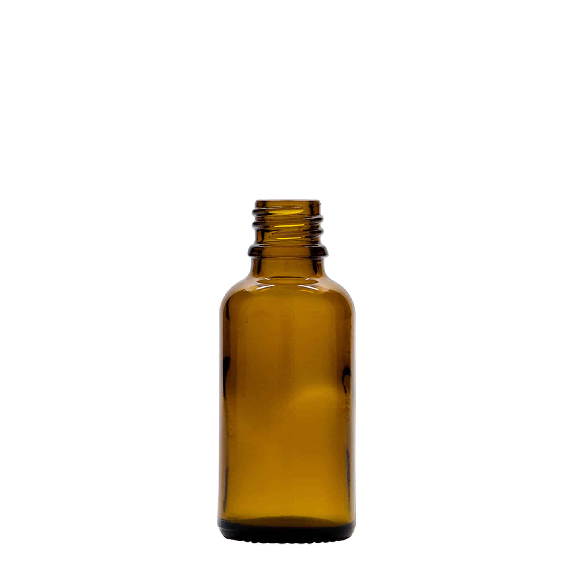Lahvička na léky s rozprašovačem 30 ml, sklo, hnědá, ústí: DIN 18