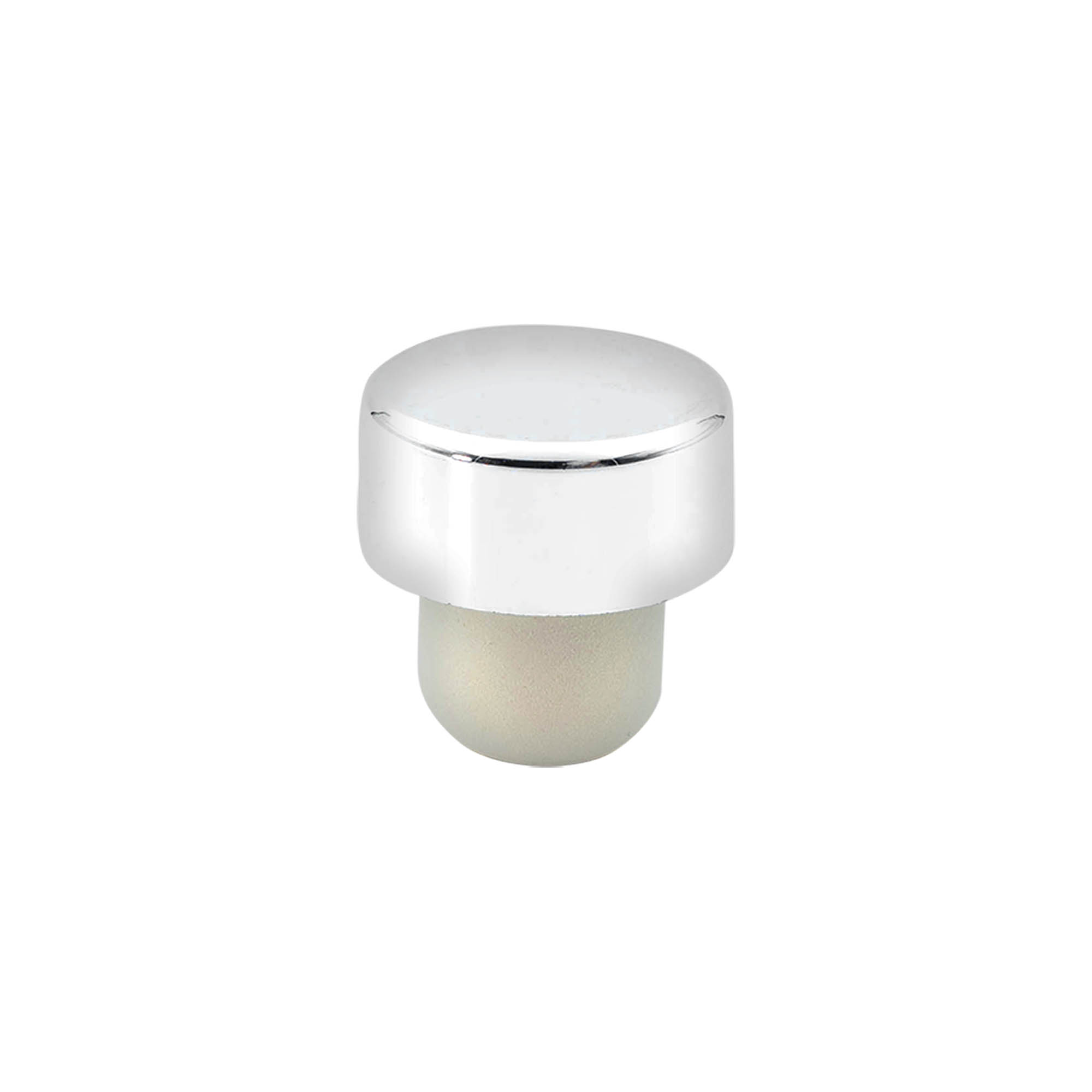 Uzávěr s rukojetí 19 mm, plast, stříbrný, pro hrdlo: korek Uzávěr s rukojetí 19 mm, plast, stříbrný, pro hrdlo: korek