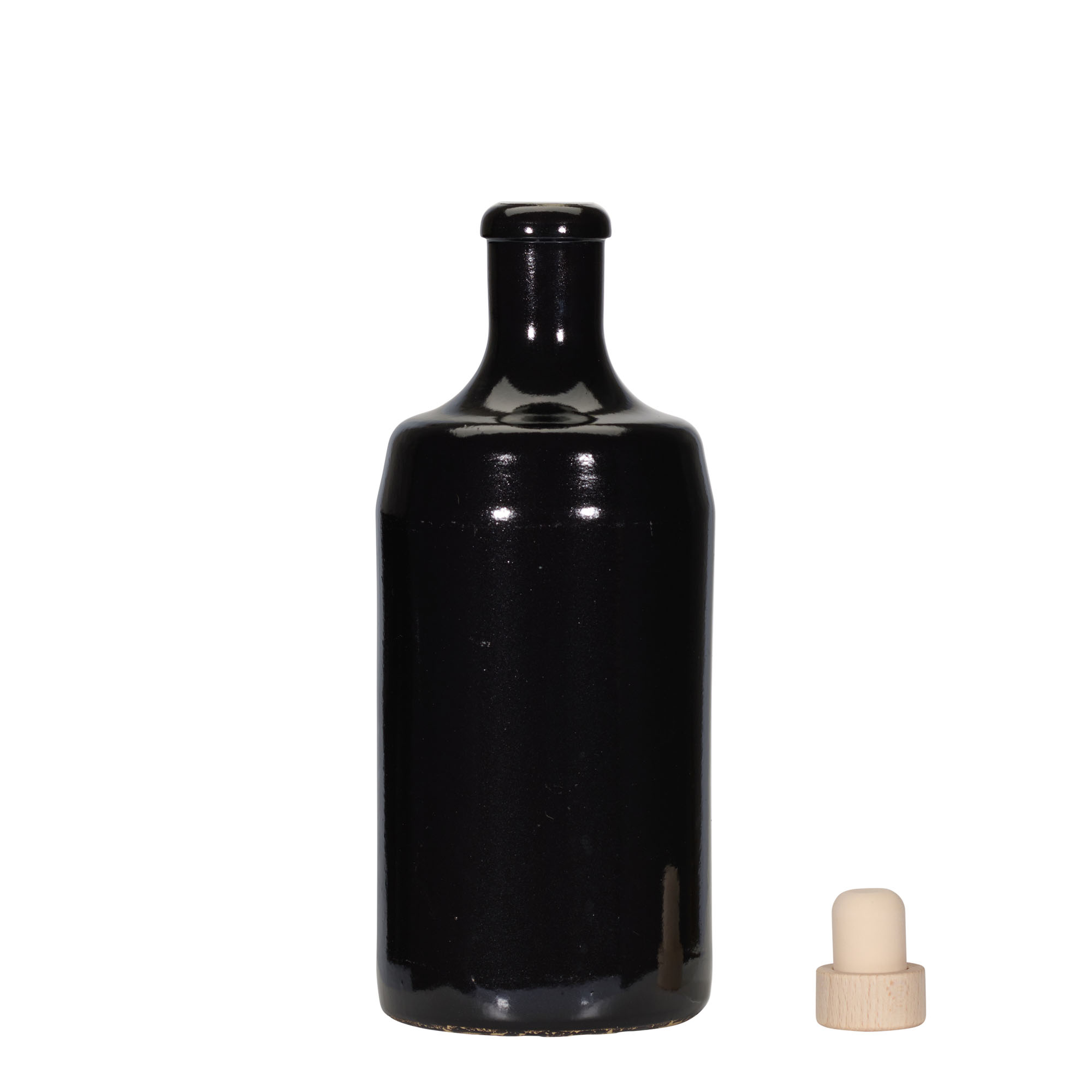 700 ml keramický džbán 'Calvados, kamenina, černý, hrdlo: korek'