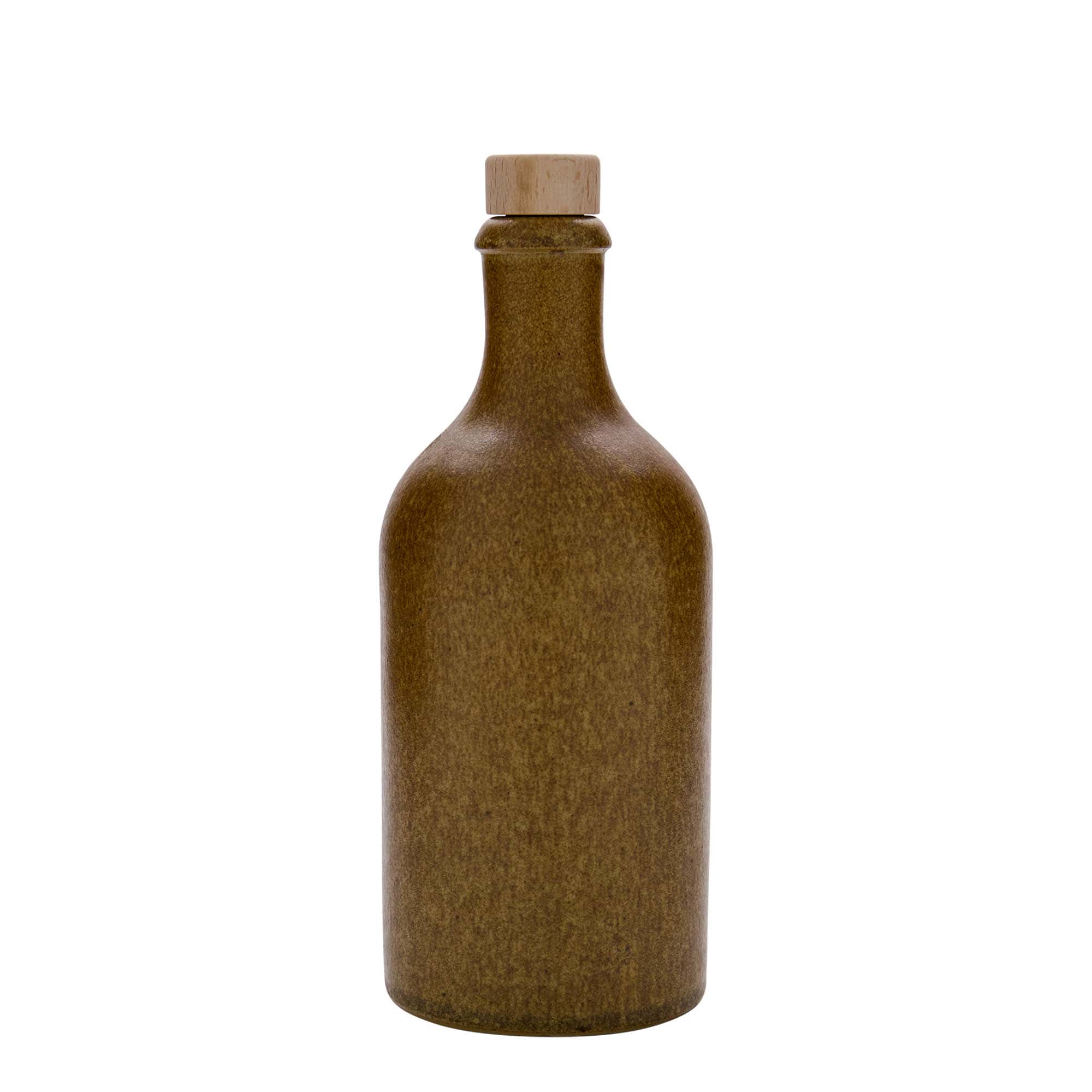 500 ml hliněný džbán, kamenina, hnědá-křišťálová, hrdlo: korek
