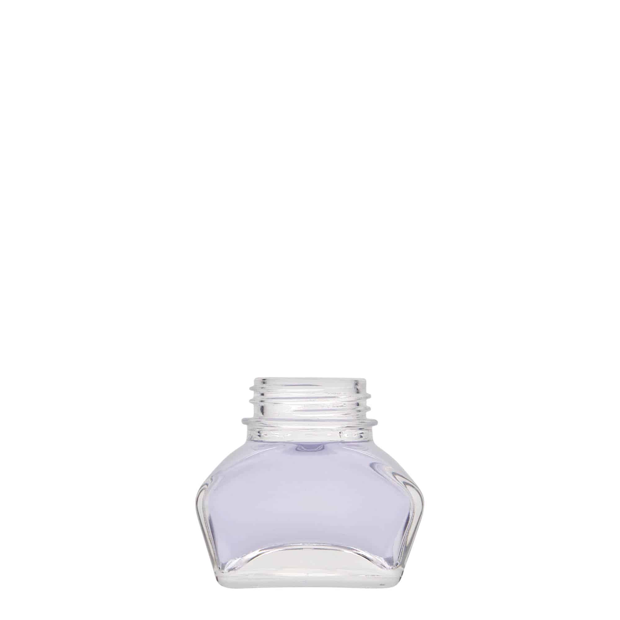 Sklenička na inkoust 30 ml, hranatá, ústí: šroubovací uzávěr