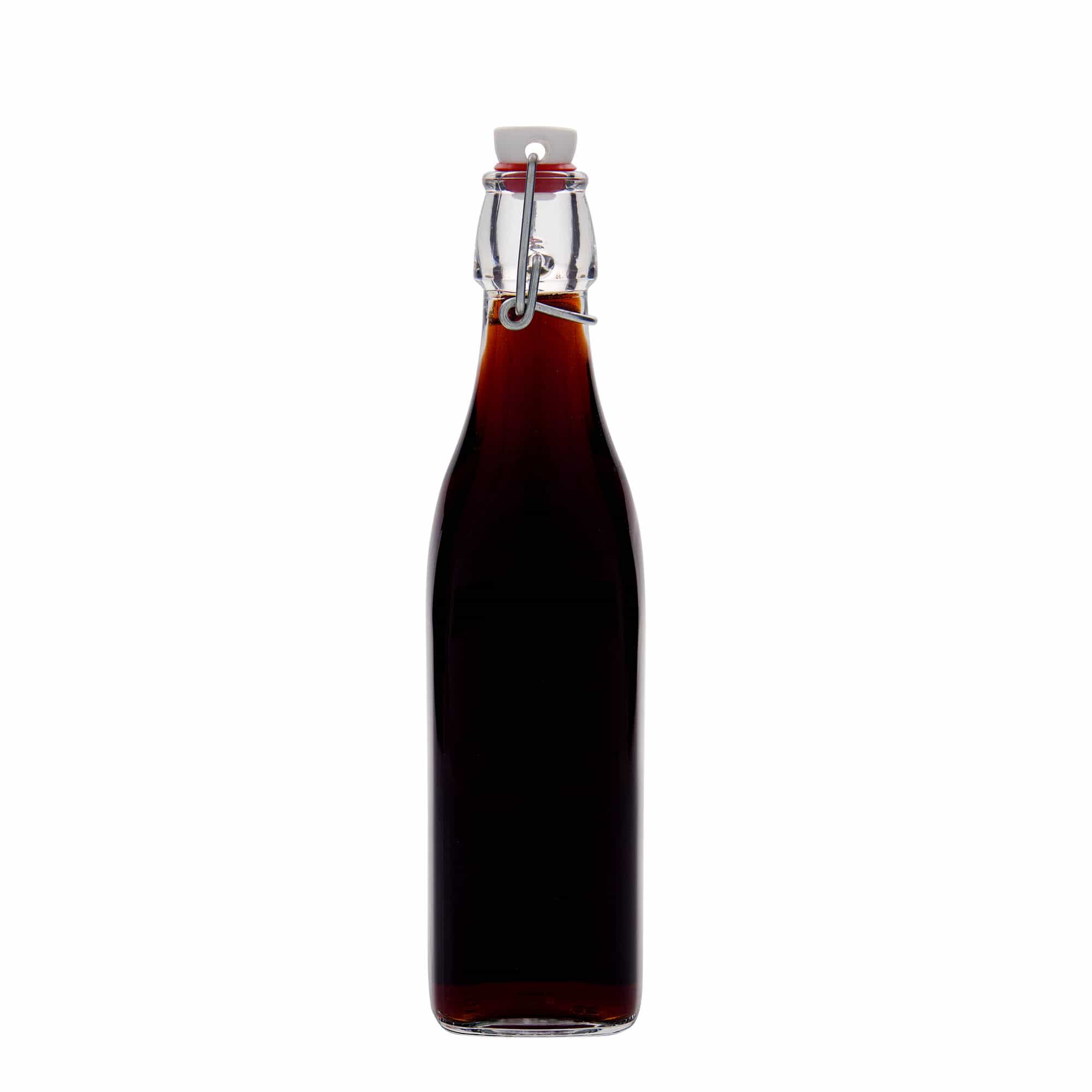 500 ml skleněná láhev 'Swing, čtvercová, hrdlo: závěsný uzávěr