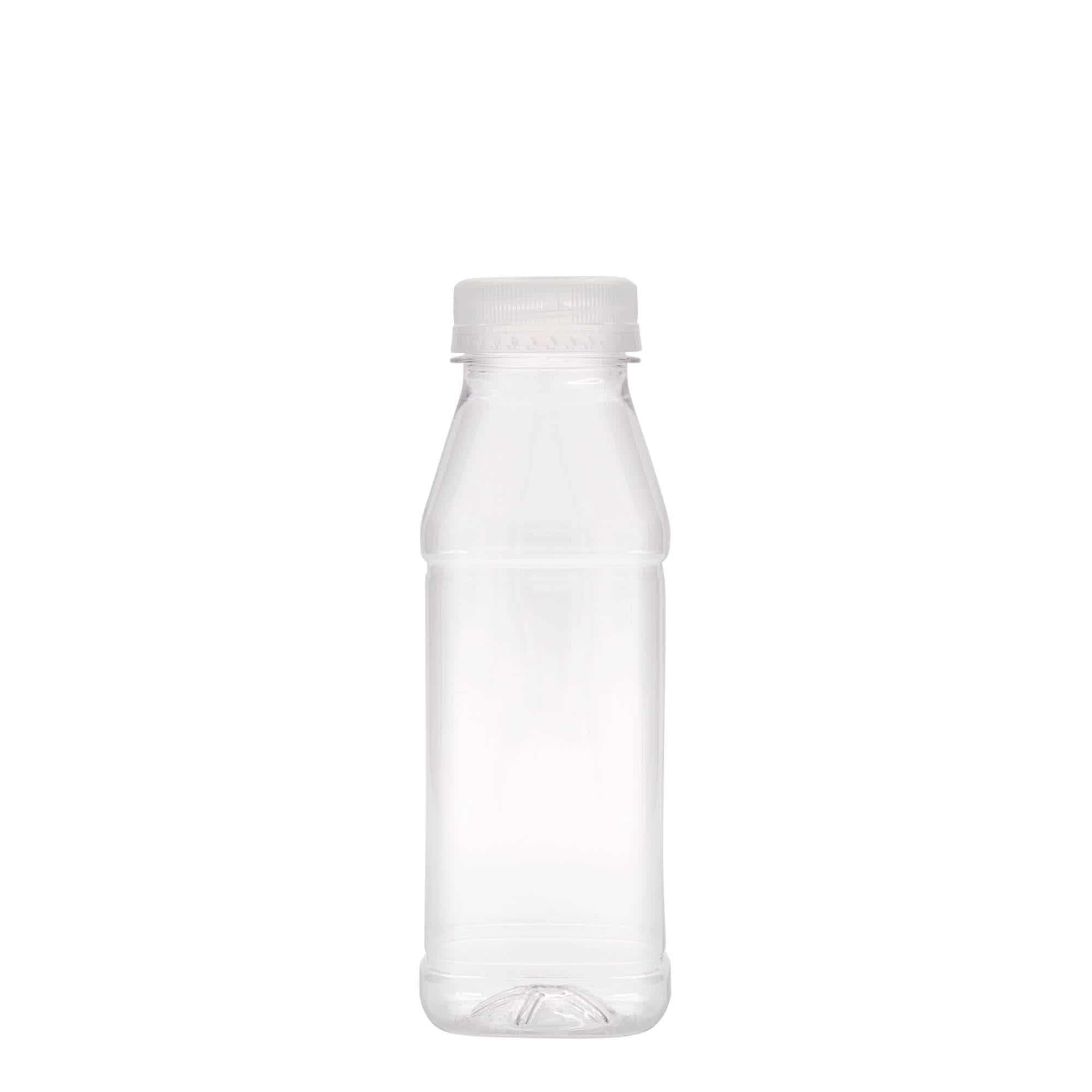 PET lahev 330 ml 'Milk and Juice Carré', čtvercová, plast, ústí: 38 mm