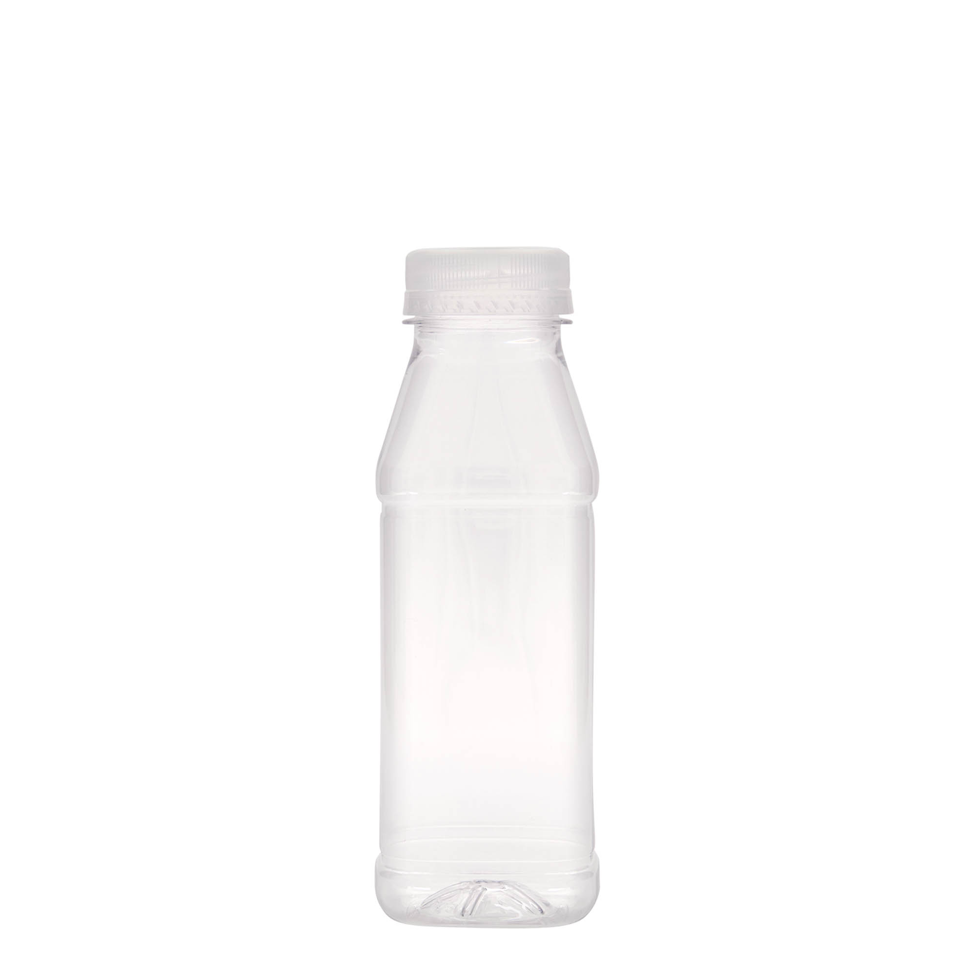 330 ml PET lahev 'Milk and Juice Carré', čtvercová, plastová, hrdlo: 38 mm